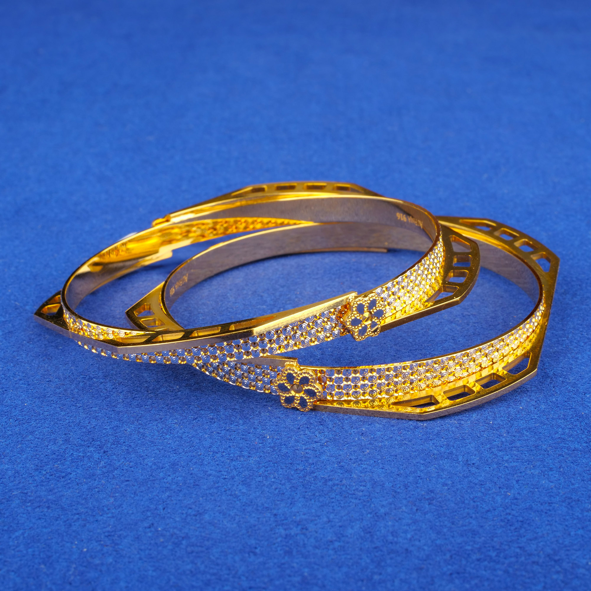 22K Two-Tone Gold Bangles