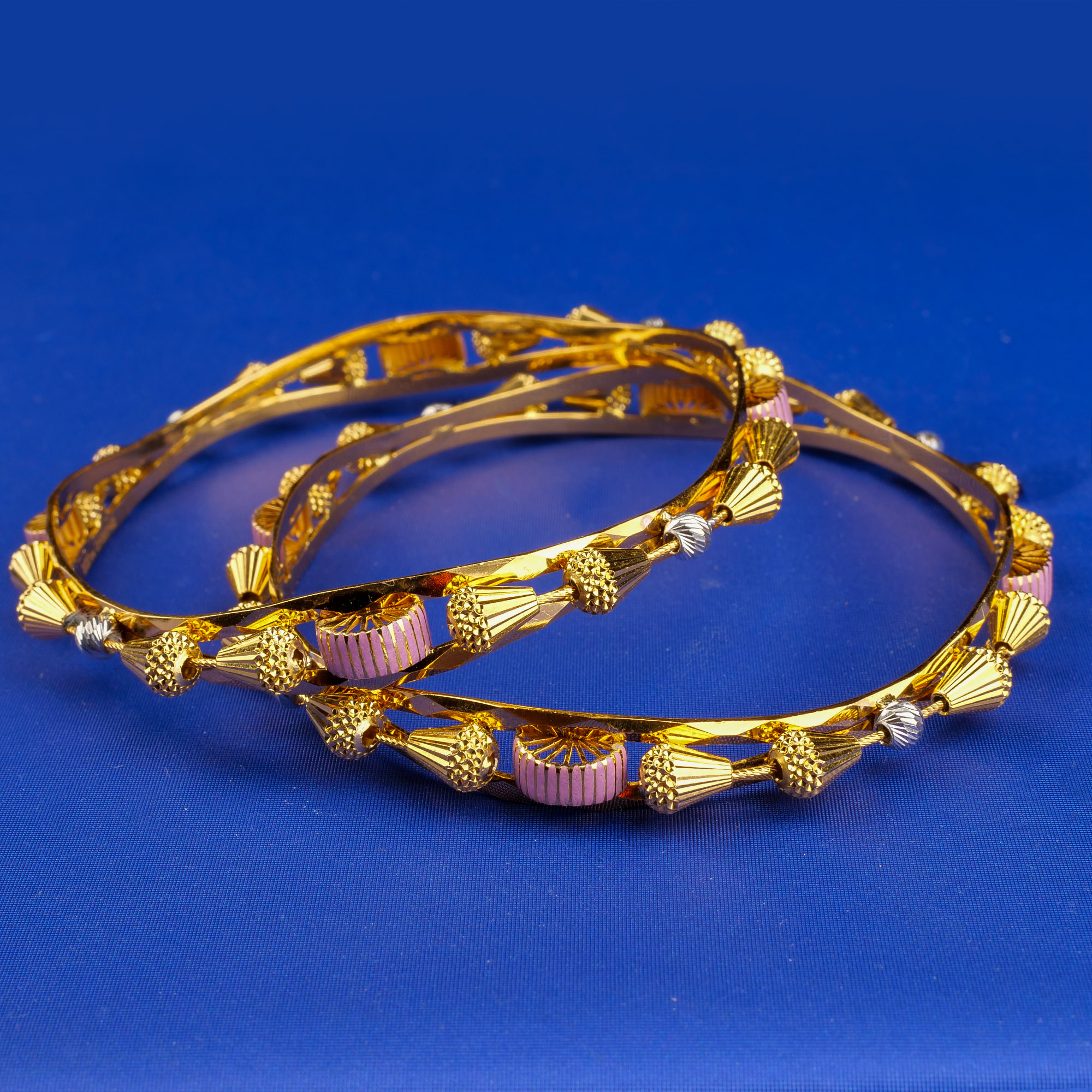 22K Two-Tone Minakari Gold Bangles