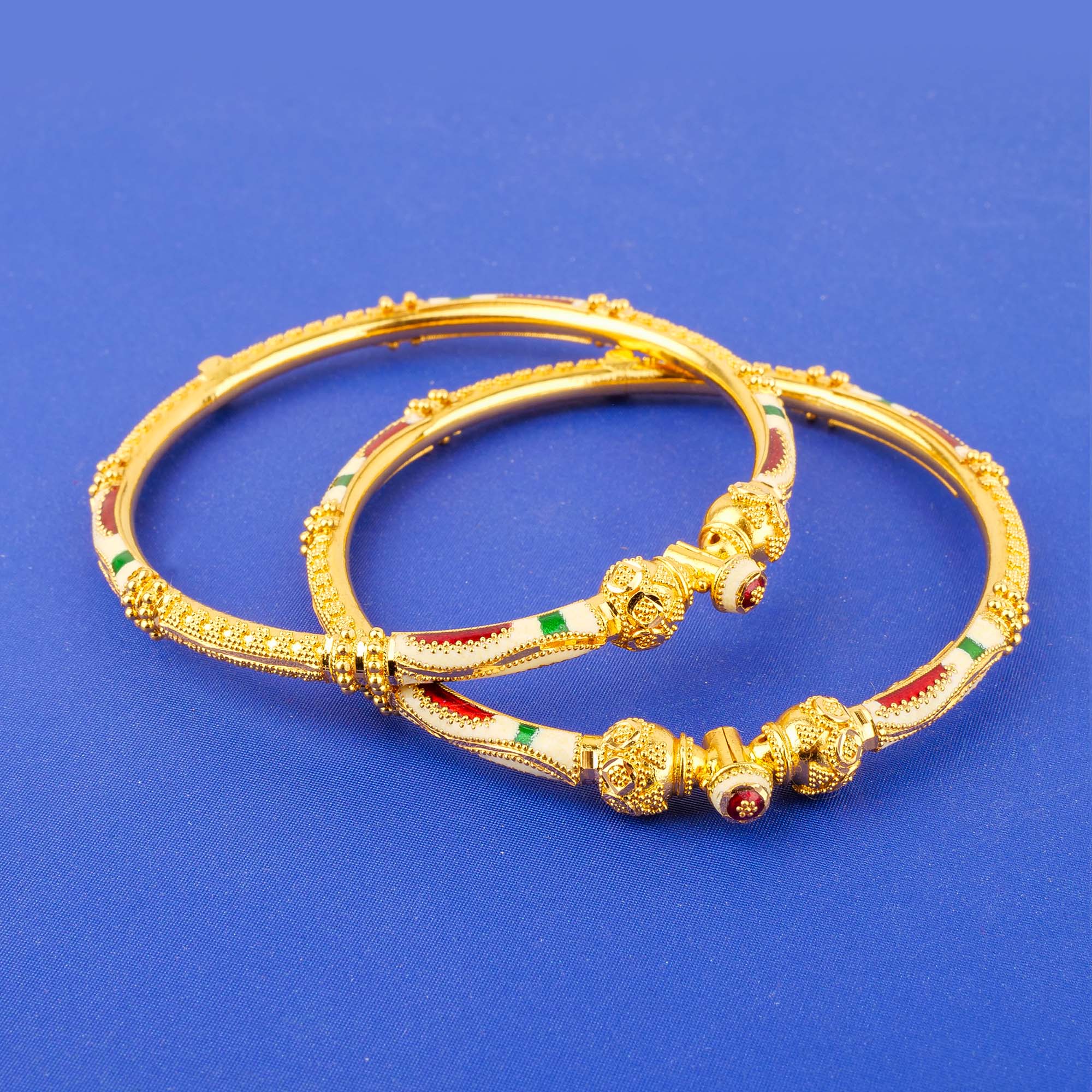 22K Minakari Gold Bangles - Pair