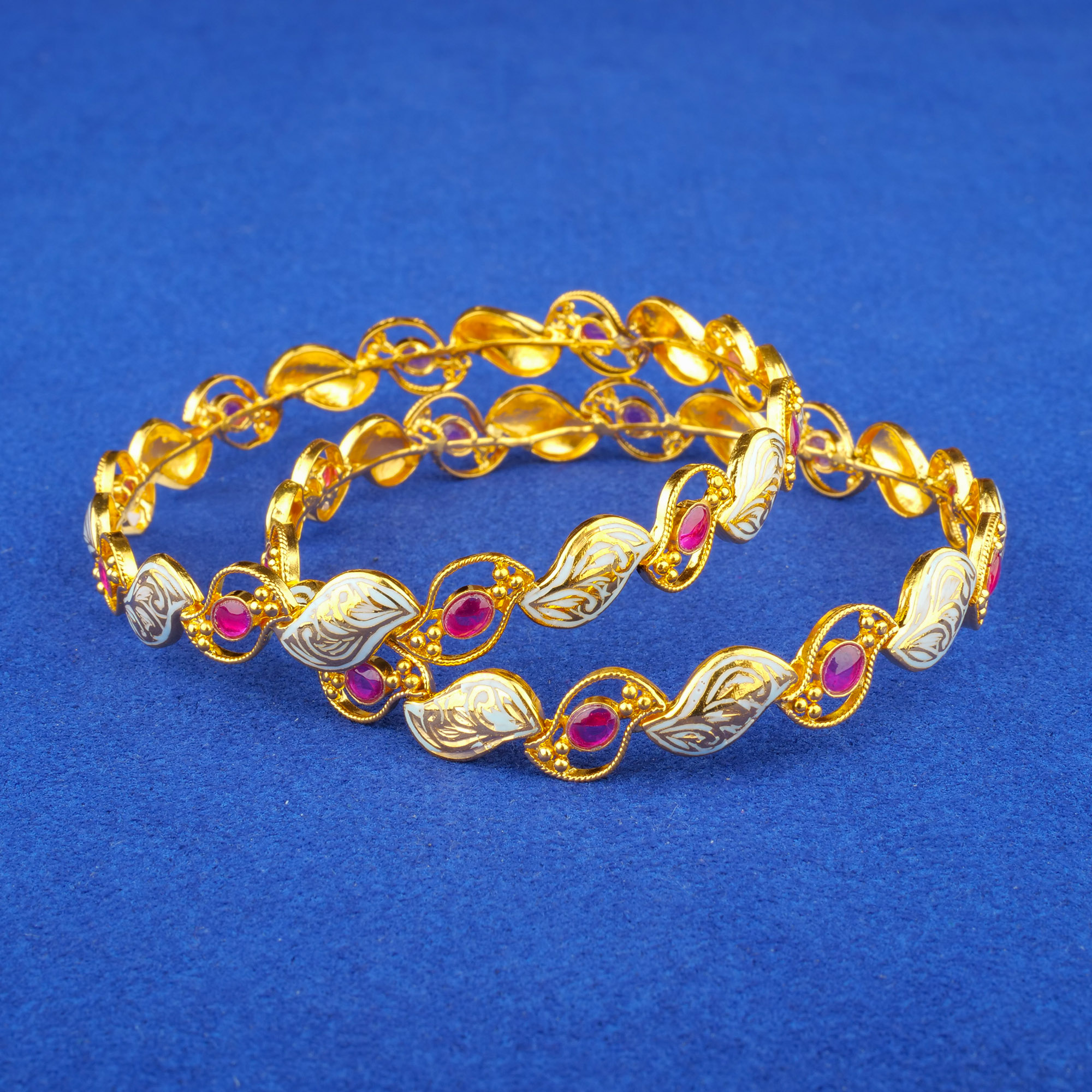 22K Minakari Gold Colored Stone Bangles