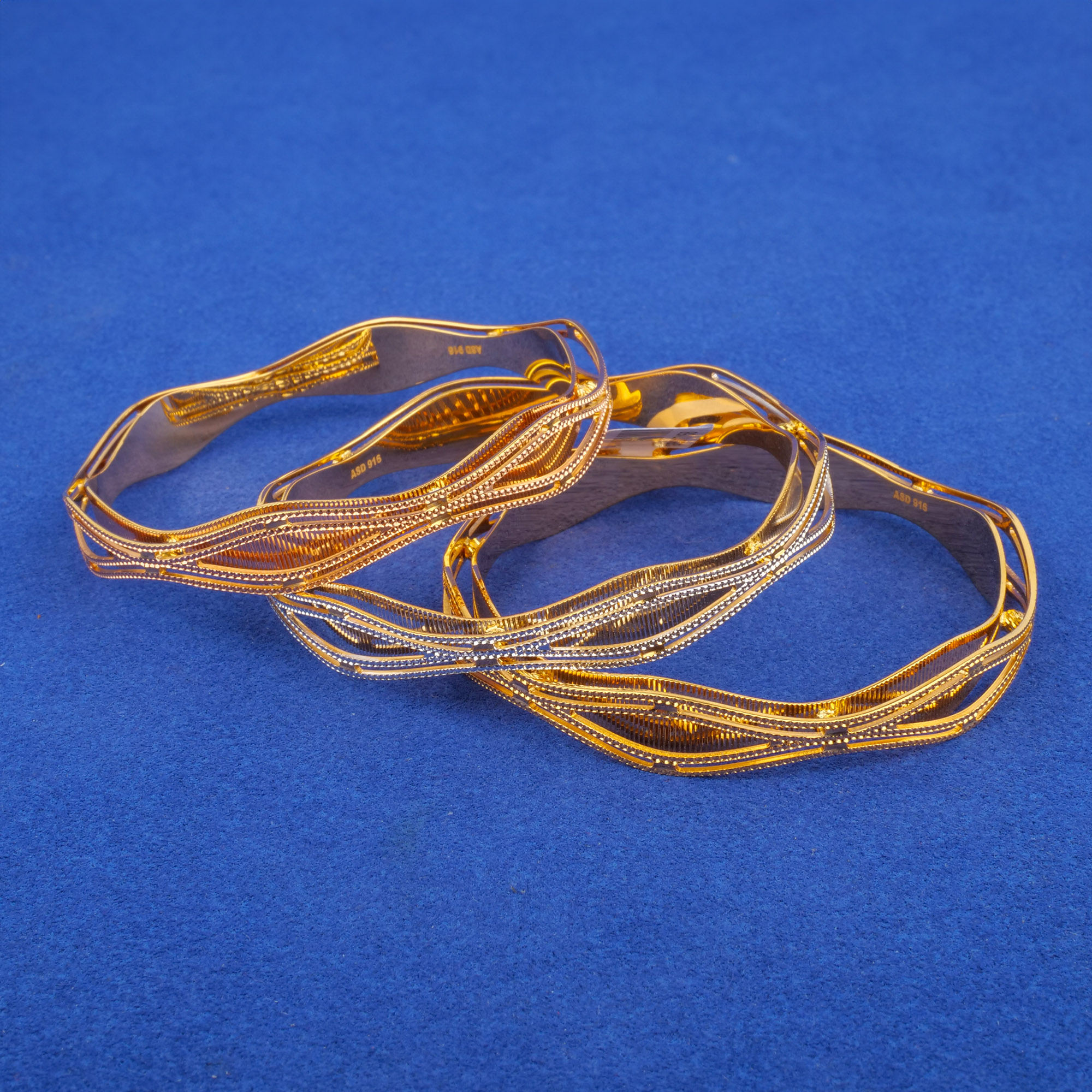 22K Tri-Color Gold Bangles