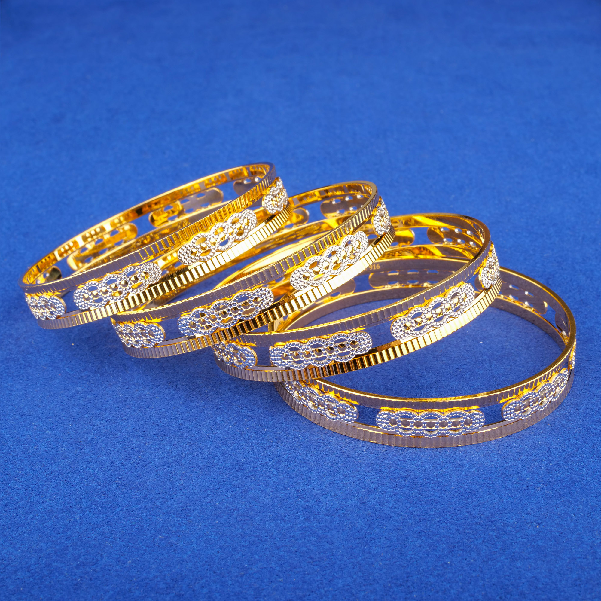 22K Two-Tone Gold Bangles