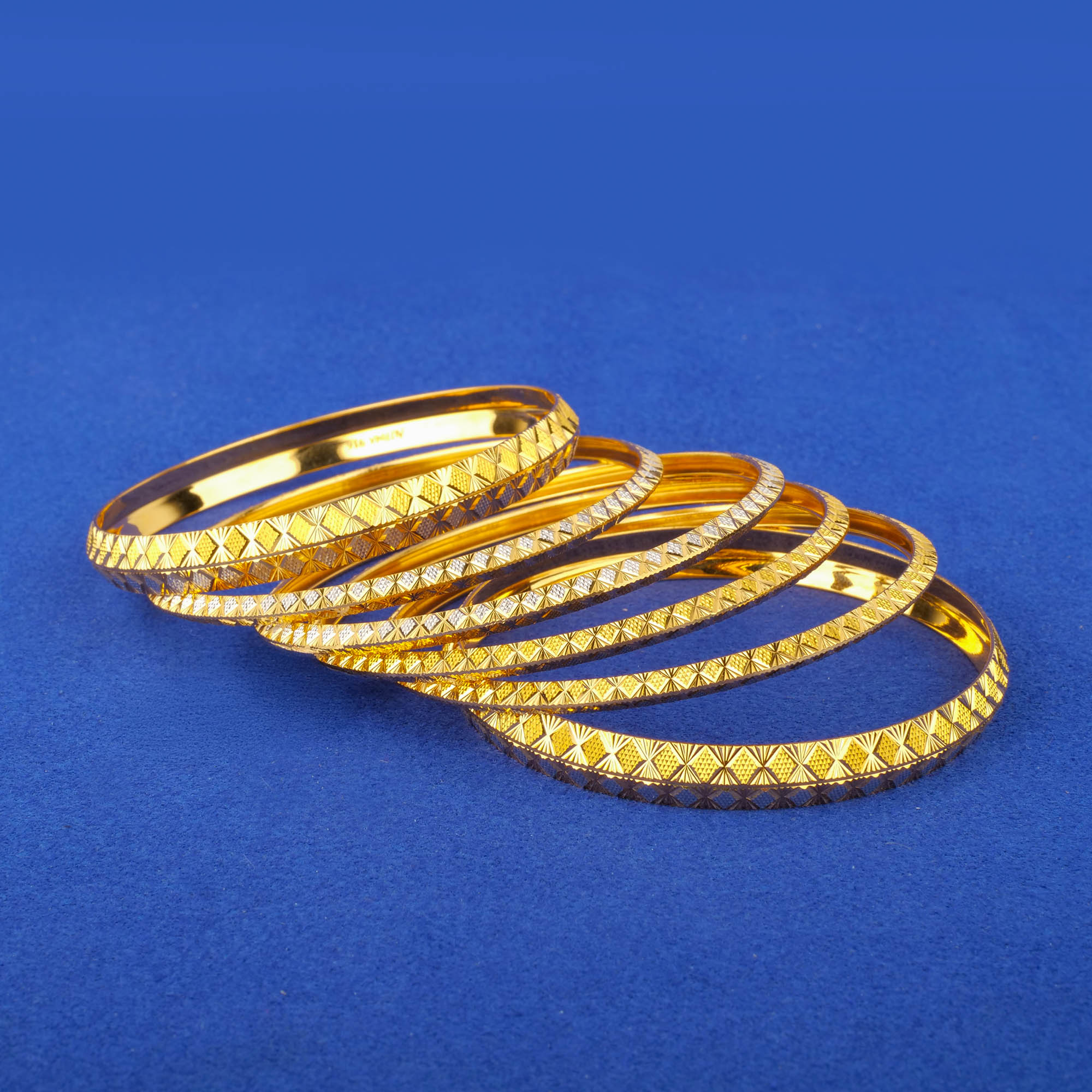 22K 'Fancy' Two-Tone Gold Bangles