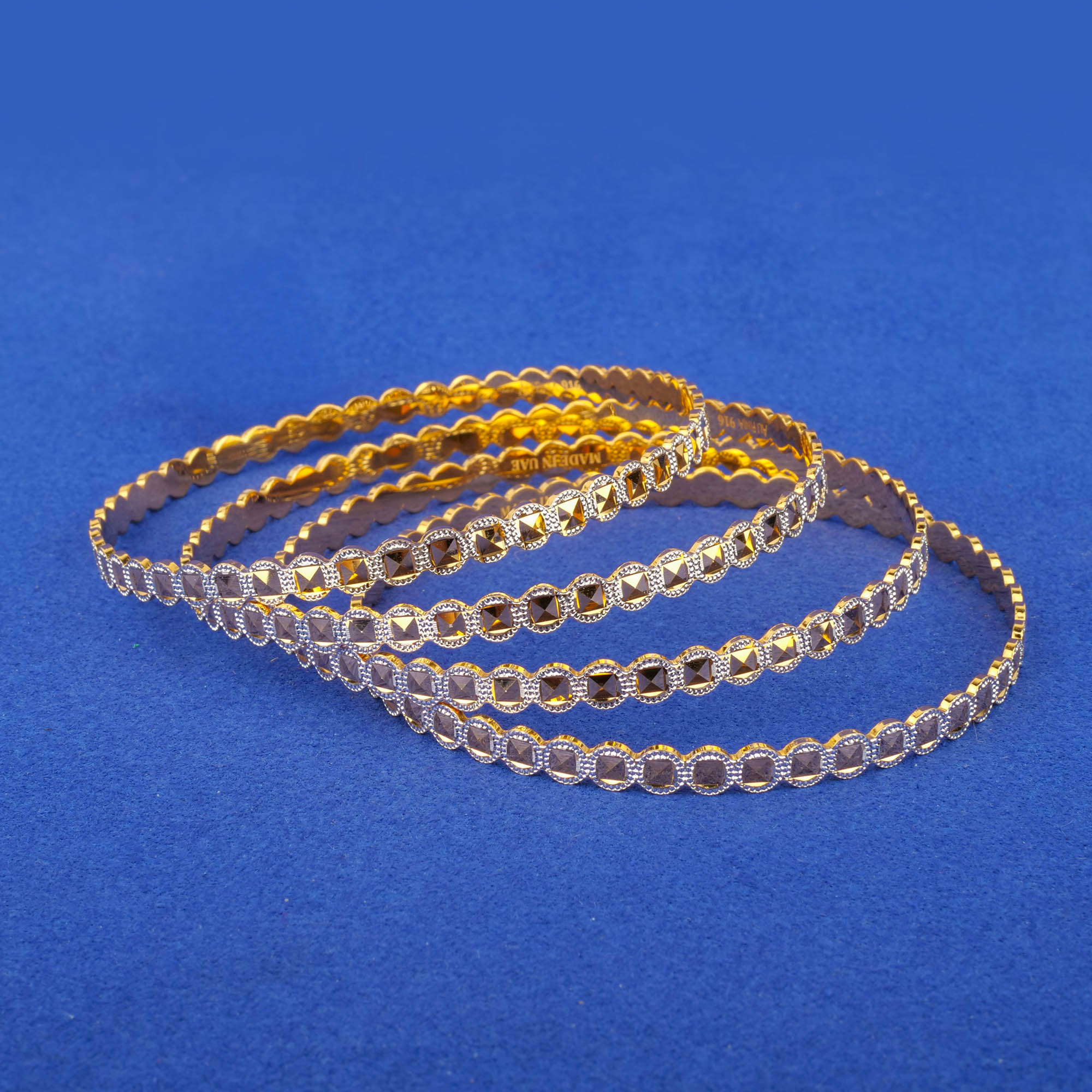 22K 'Fancy' Two-Tone Gold Bangles