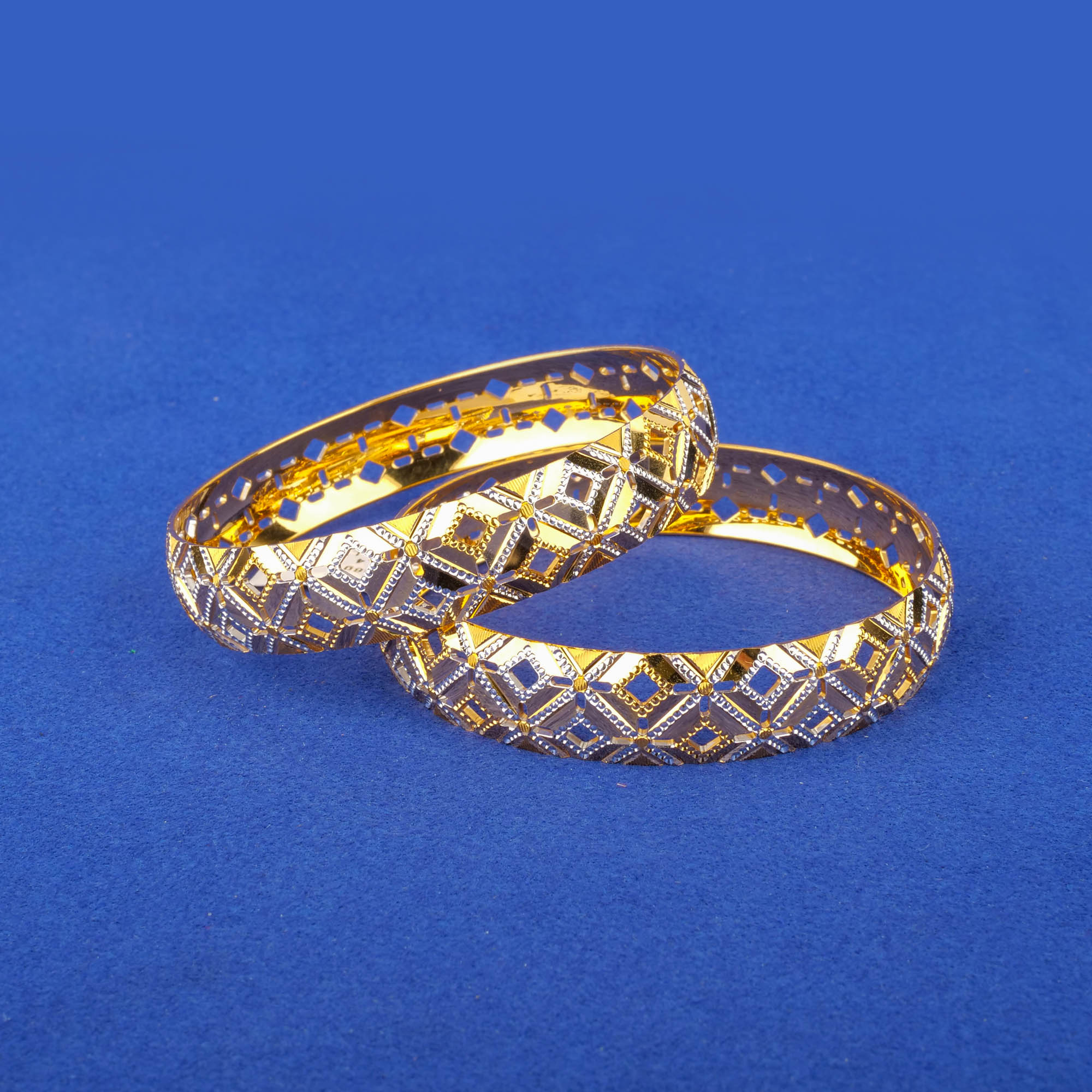 22K 'Fancy' Two-Tone Gold Bangles
