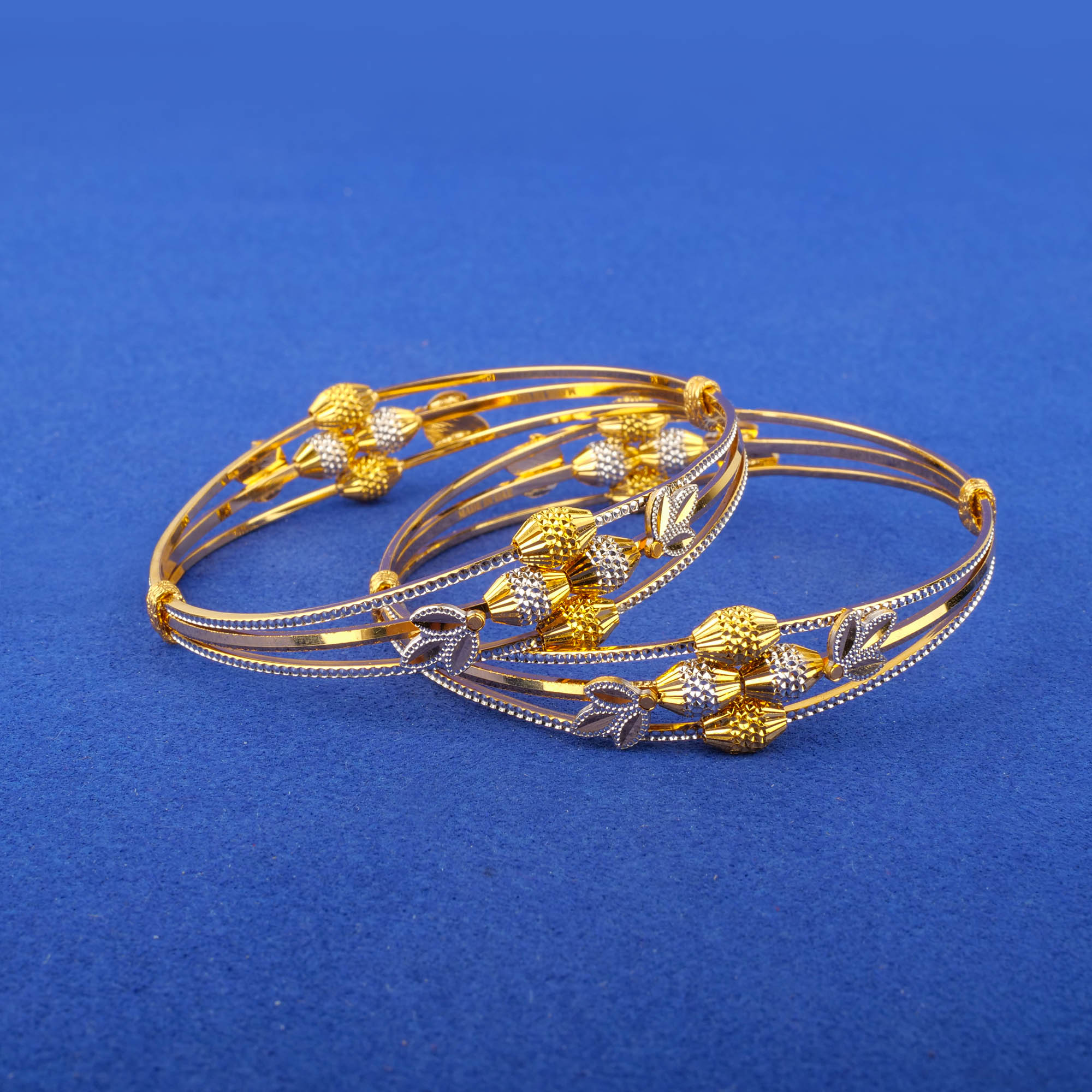 22K 'Fancy' Two-Tone Gold Bangles