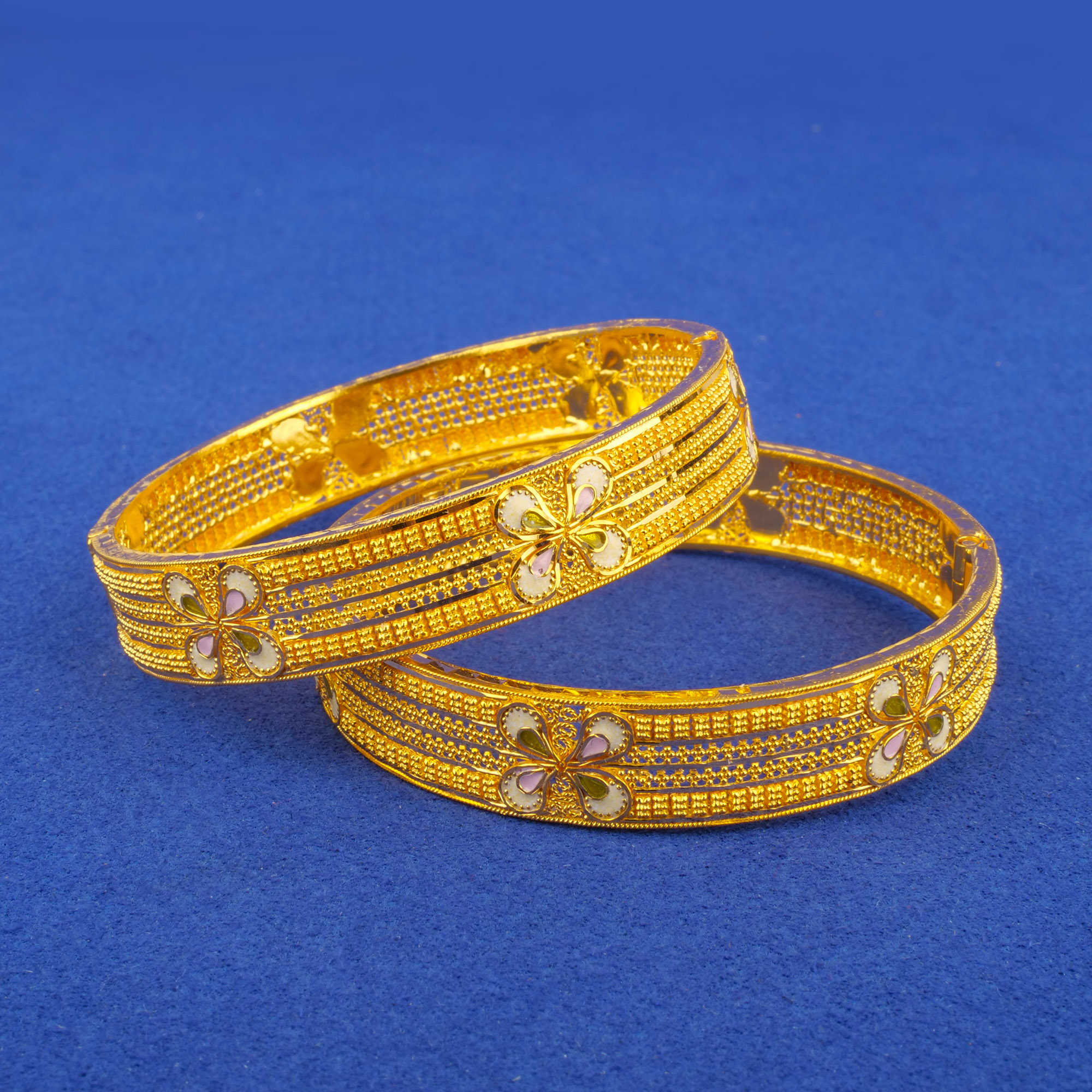 Twenty-Two Karat Minakari Gold Bangles/Kadas