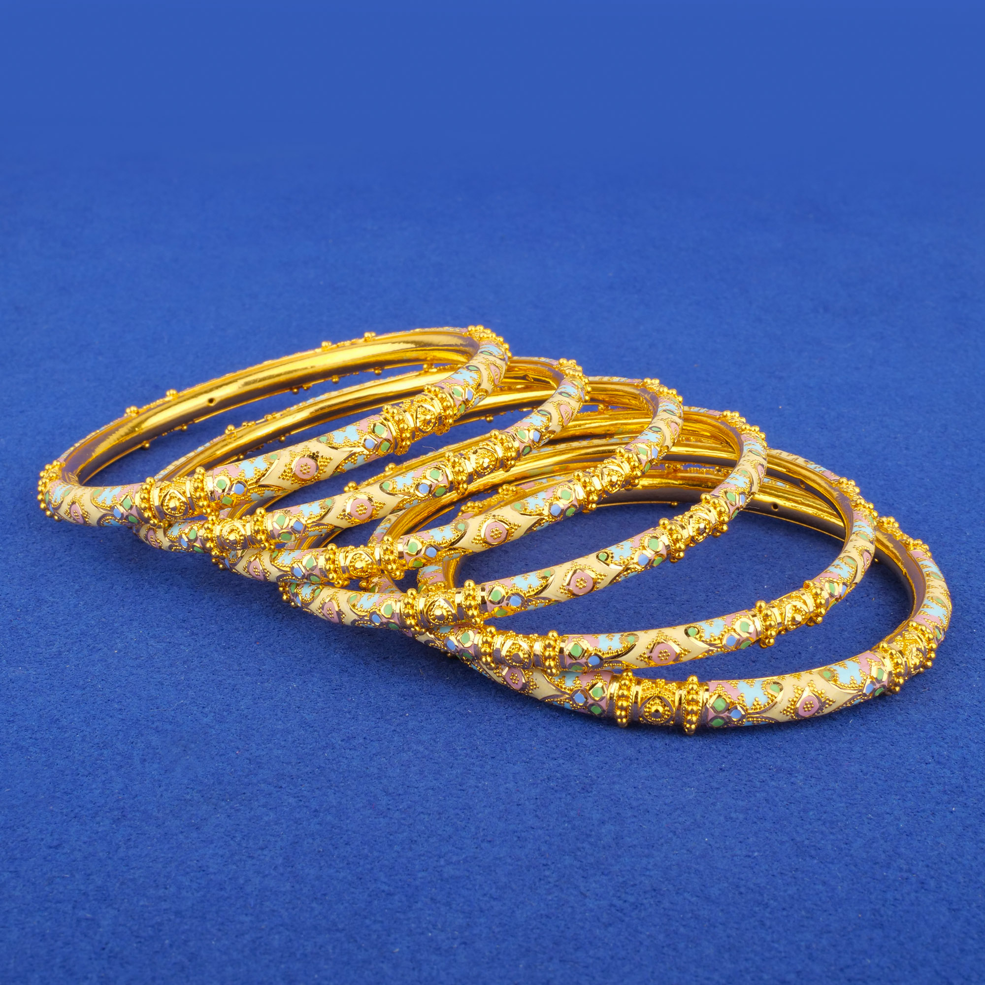 Twenty-Two Karat Minakari Gold Bangles