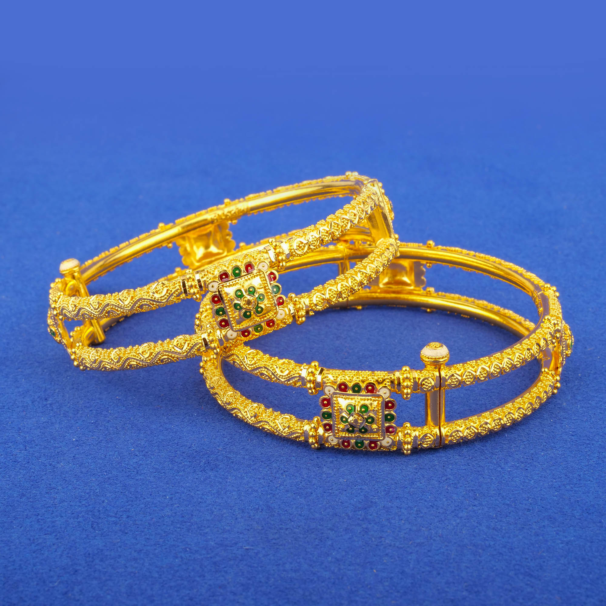 Twenty-Two Karat Minakari Gold Bangles