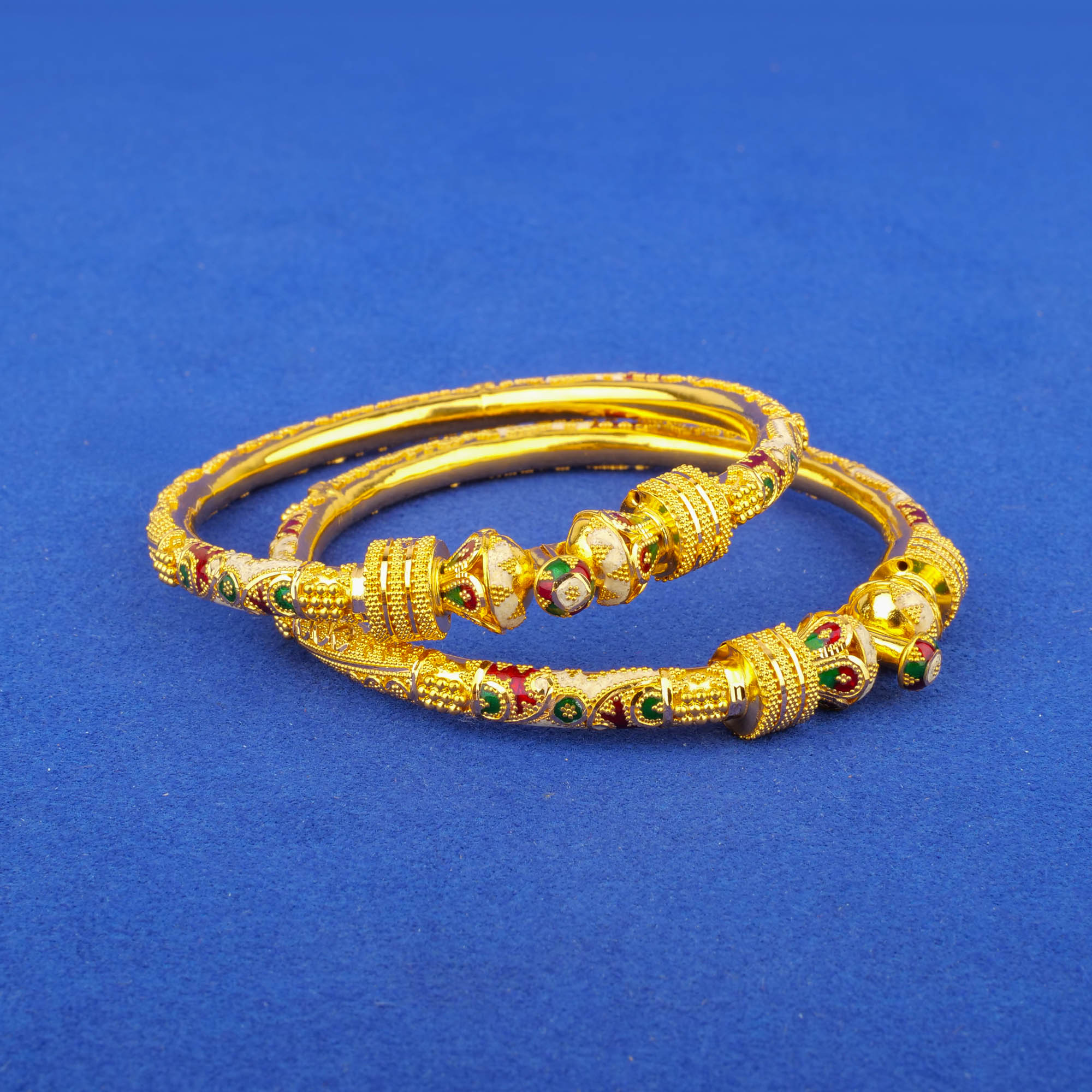 Twenty-Two Karat Minakari Gold Bangles