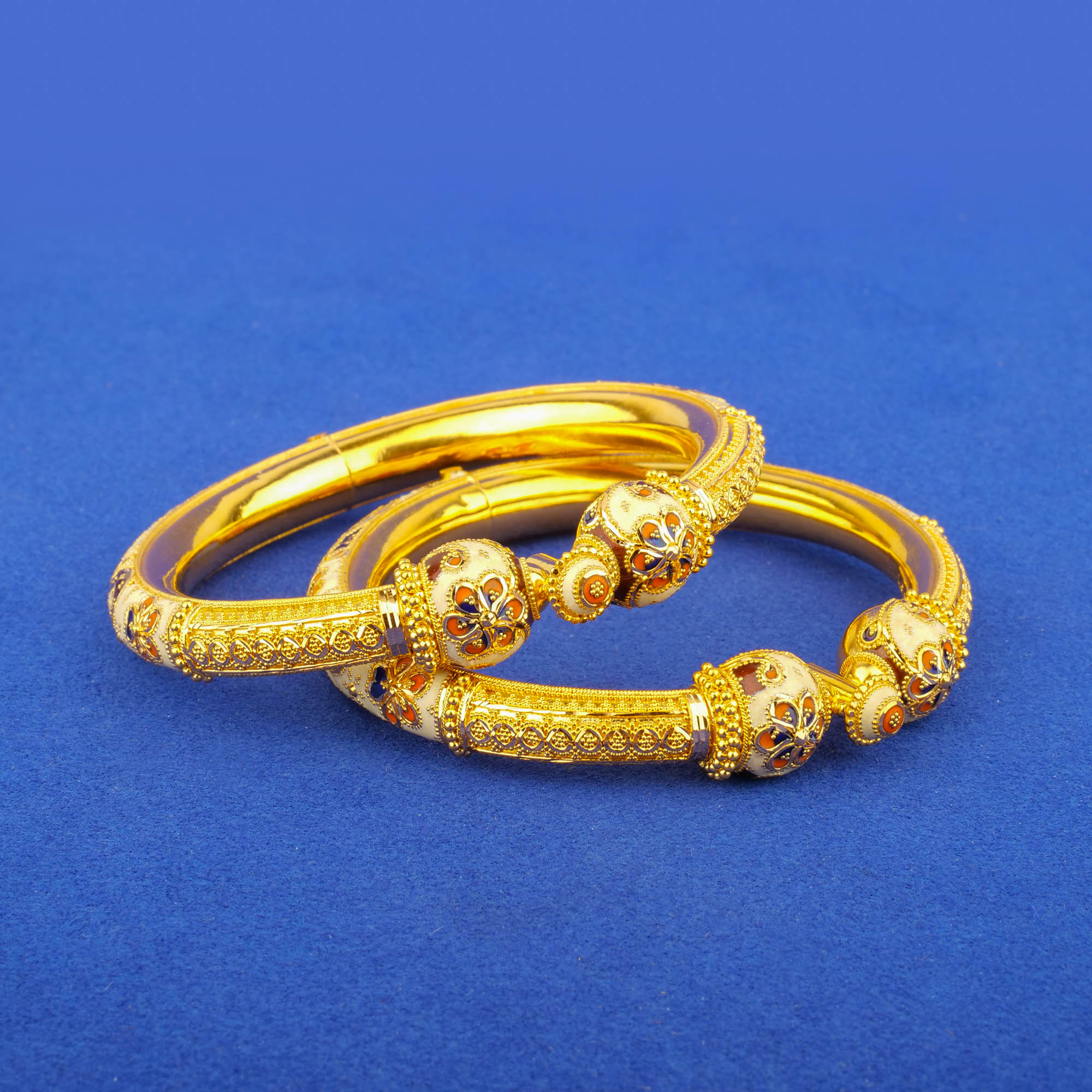 Twenty-Two Karat Minakari Gold Bangles
