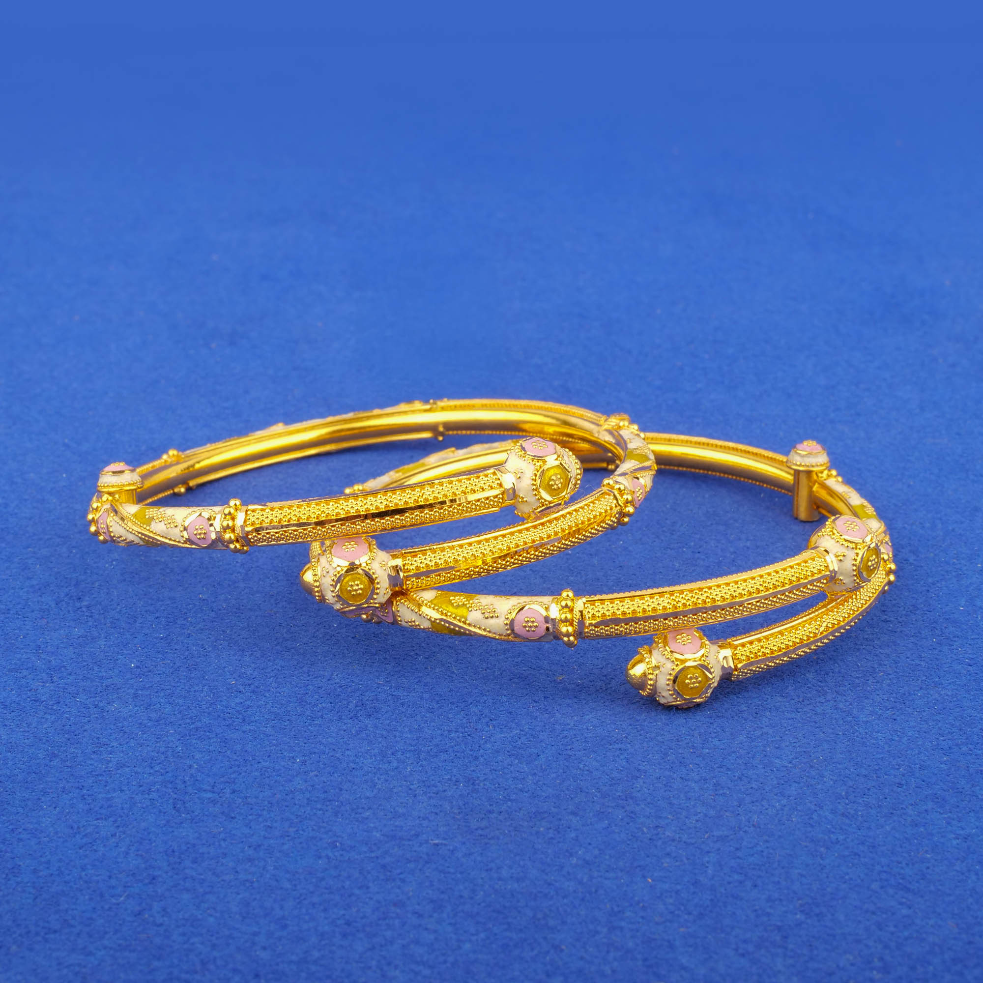 Twenty-Two Karat Minakari Gold Bangles