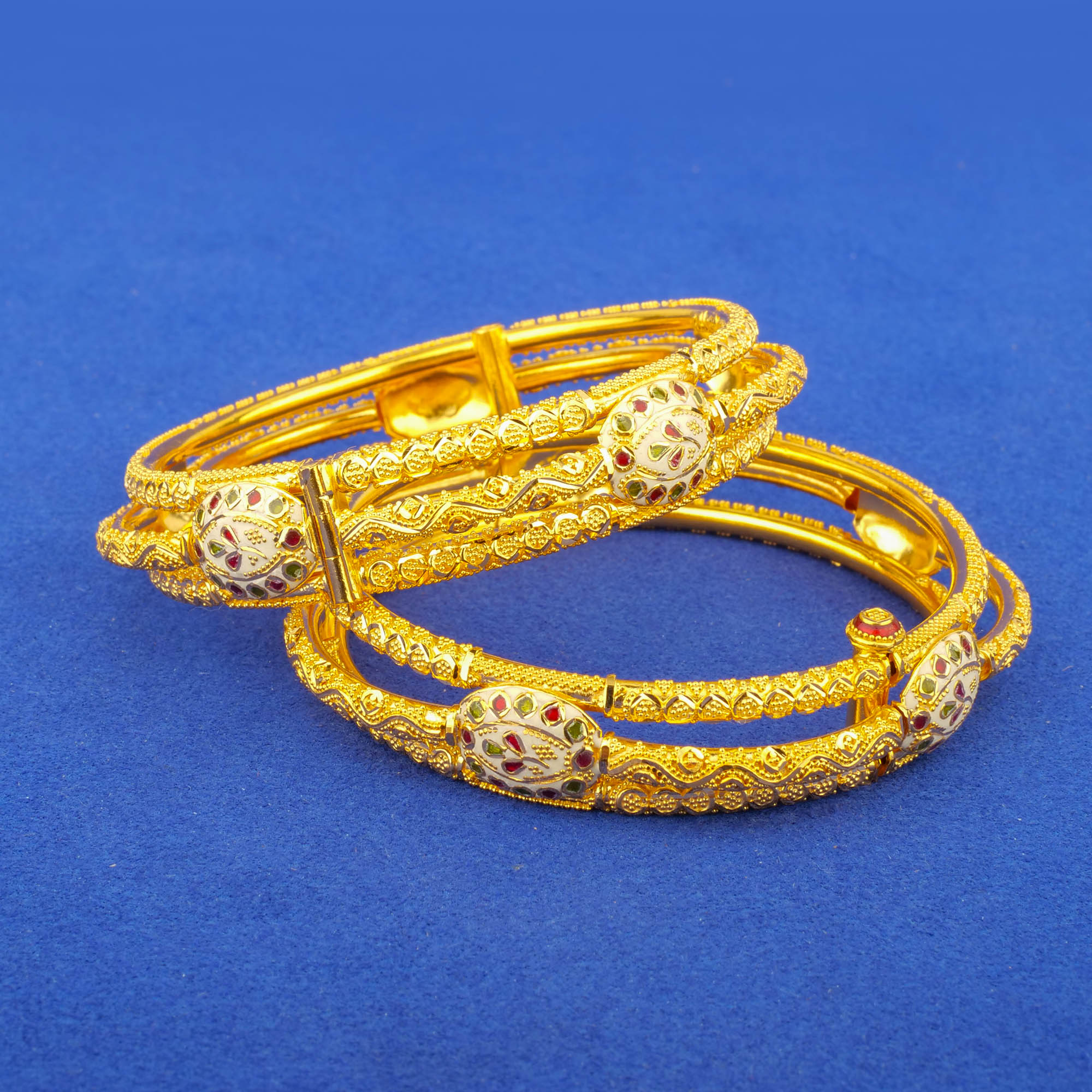 Twenty-Two Karat Minakari Gold Bangles