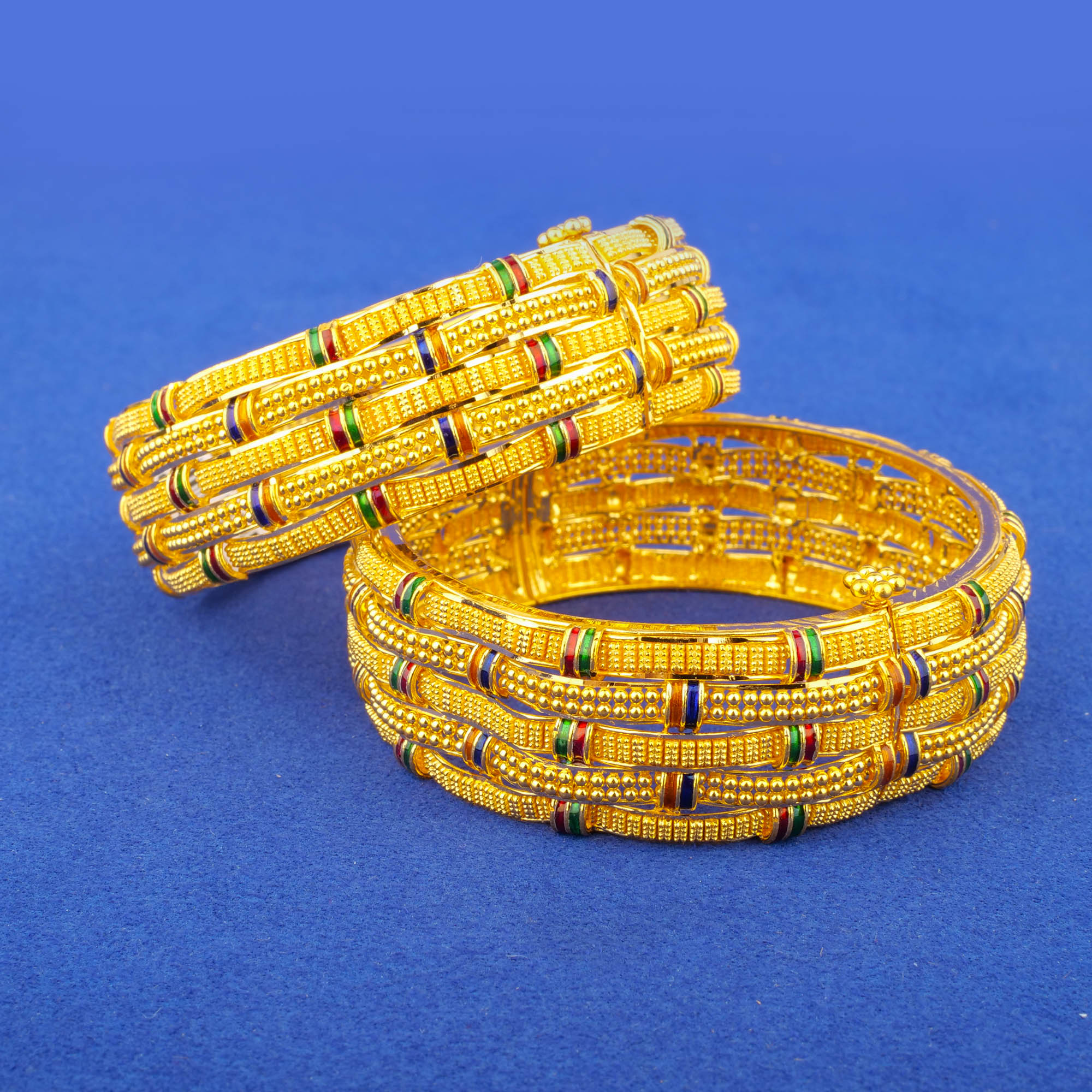 Twenty-Two Karat Minakari Gold Bangles/Kadas
