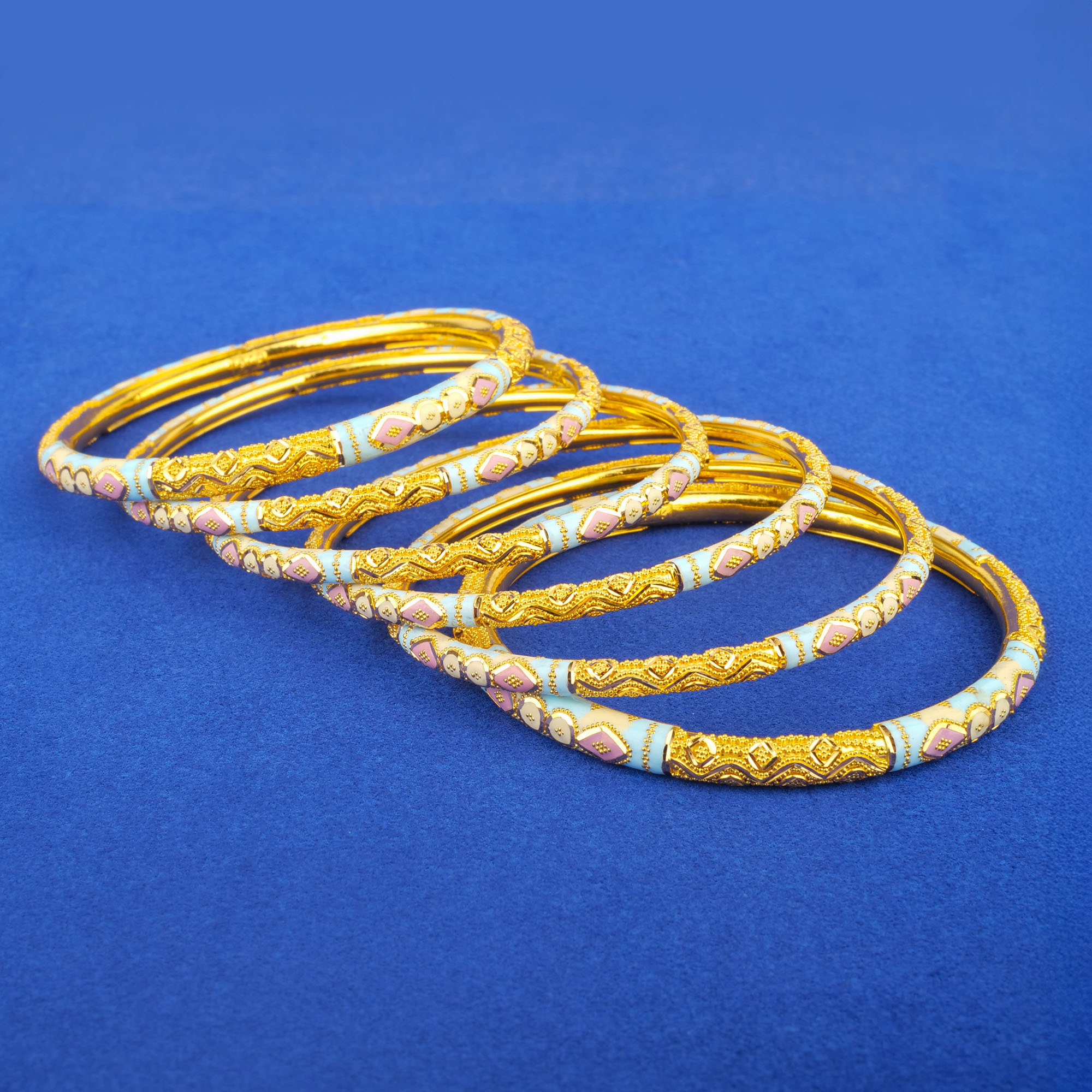 Twenty-Two Karat Minakari Gold Bangles