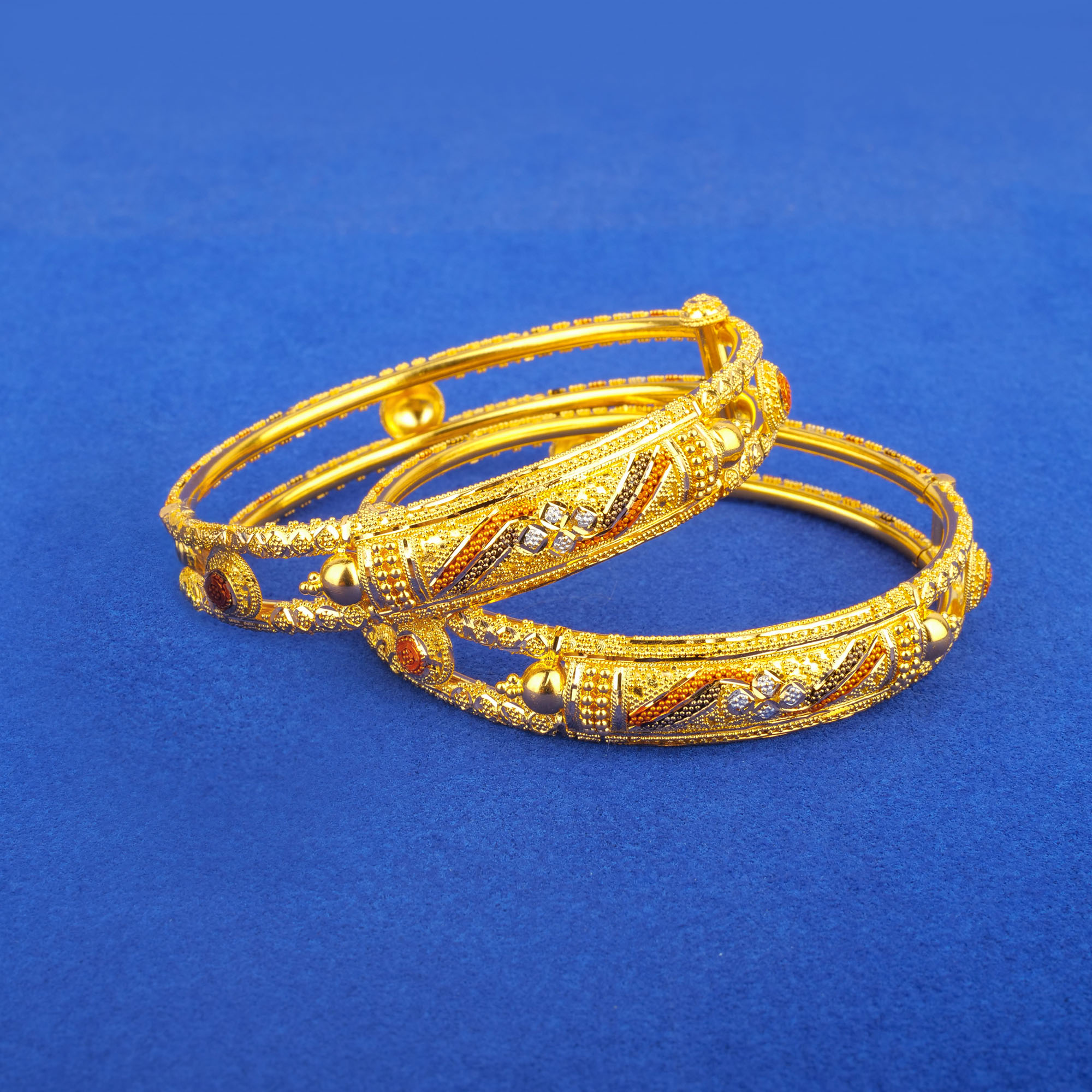 Twenty-Two Karat Minakari Gold Bangles