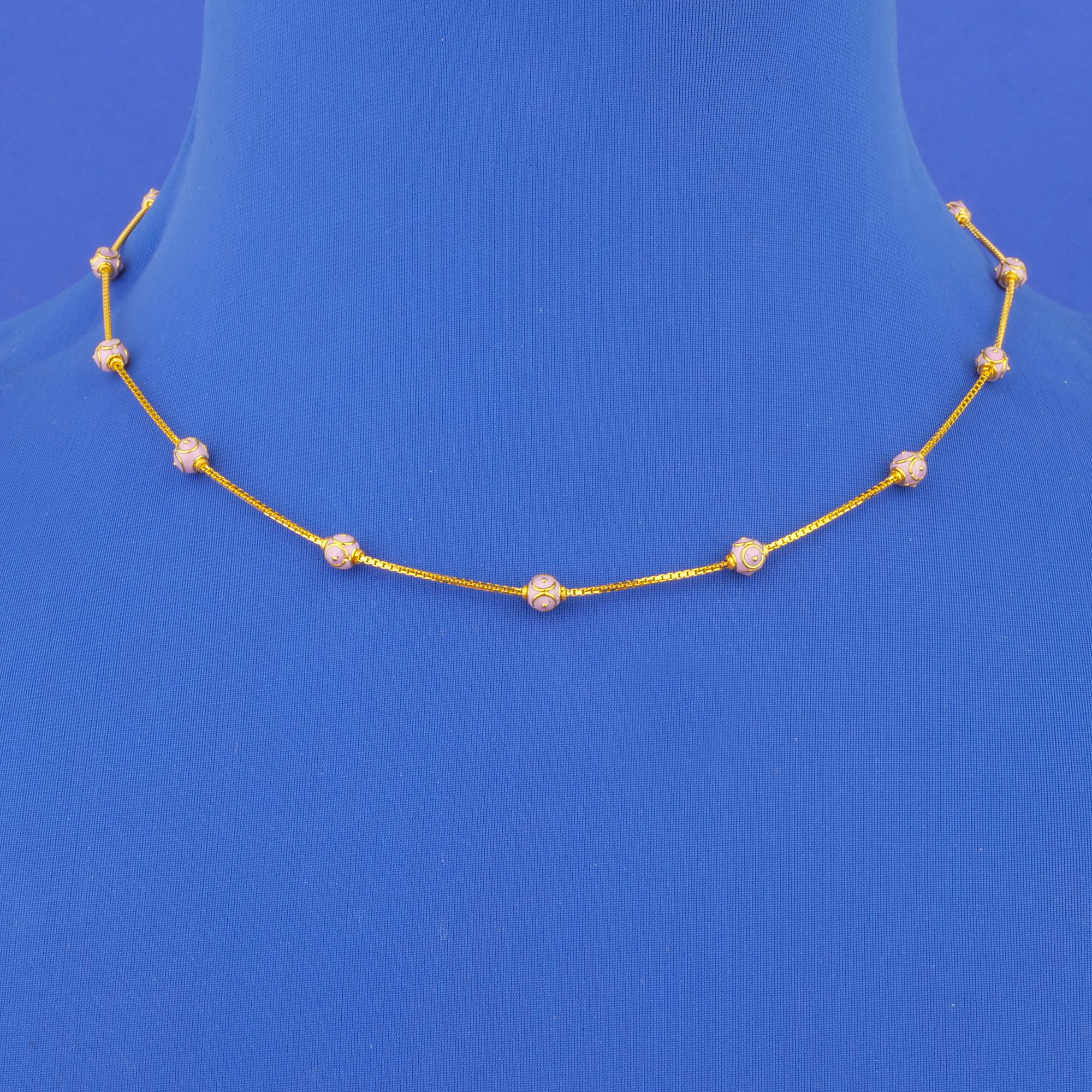 22K Minakari Gold Chain (Pink)
