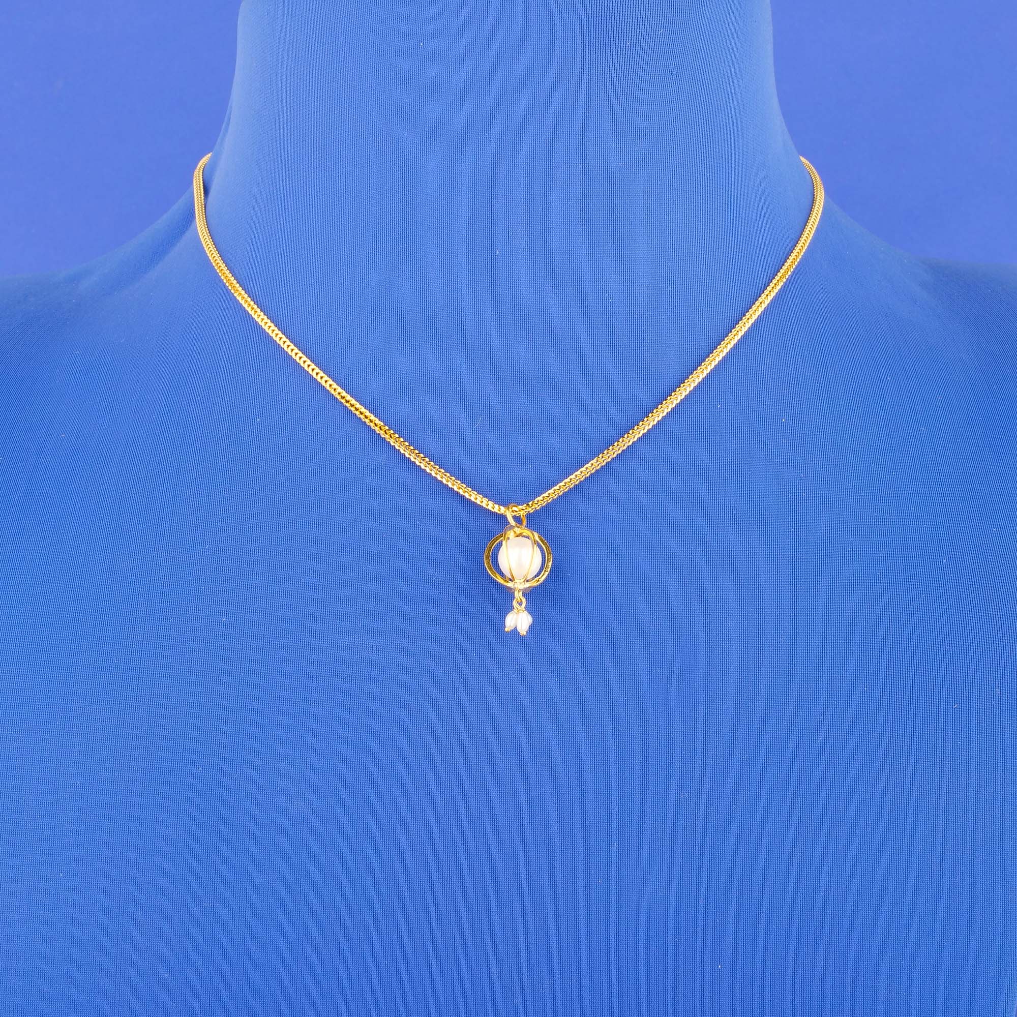 22K Gold Pearl Pendant Chain