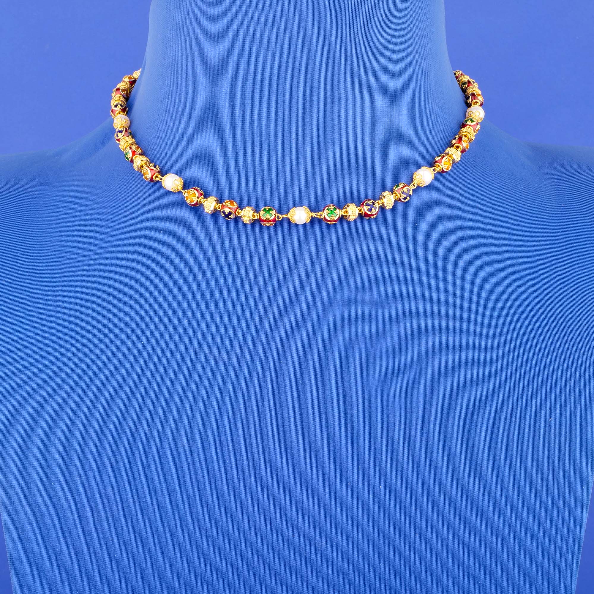 22K Minakari Gold Pearl Chain/Necklace