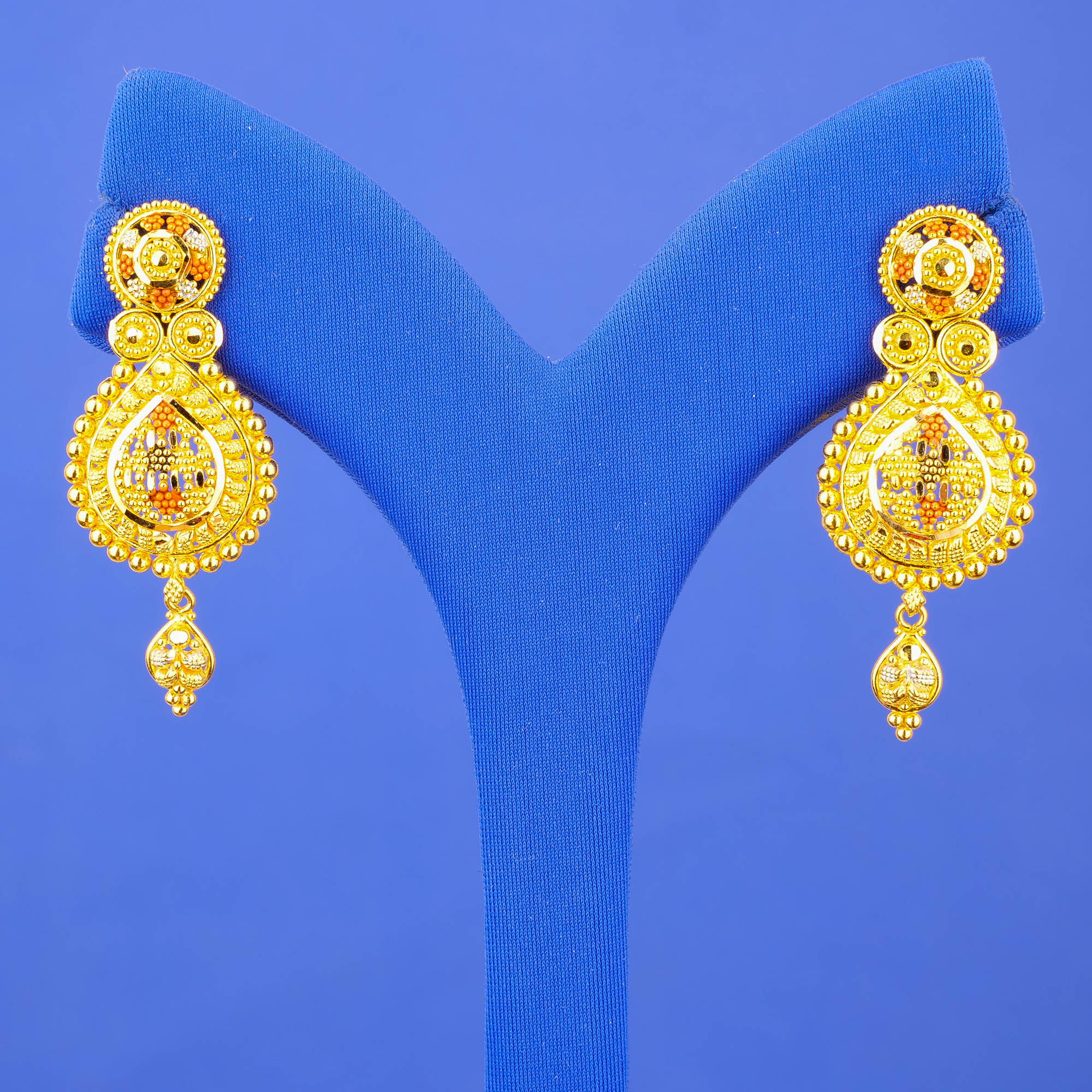 22K Tri-Color Gold Earrings