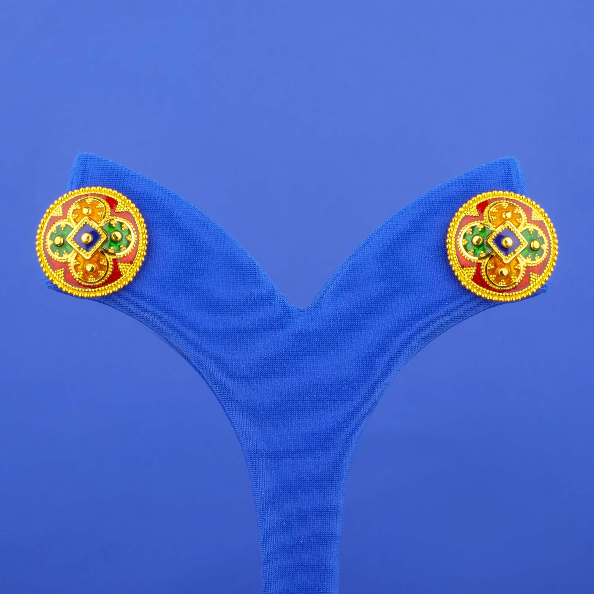 Twenty-Two Karat Minakari Gold Earrings