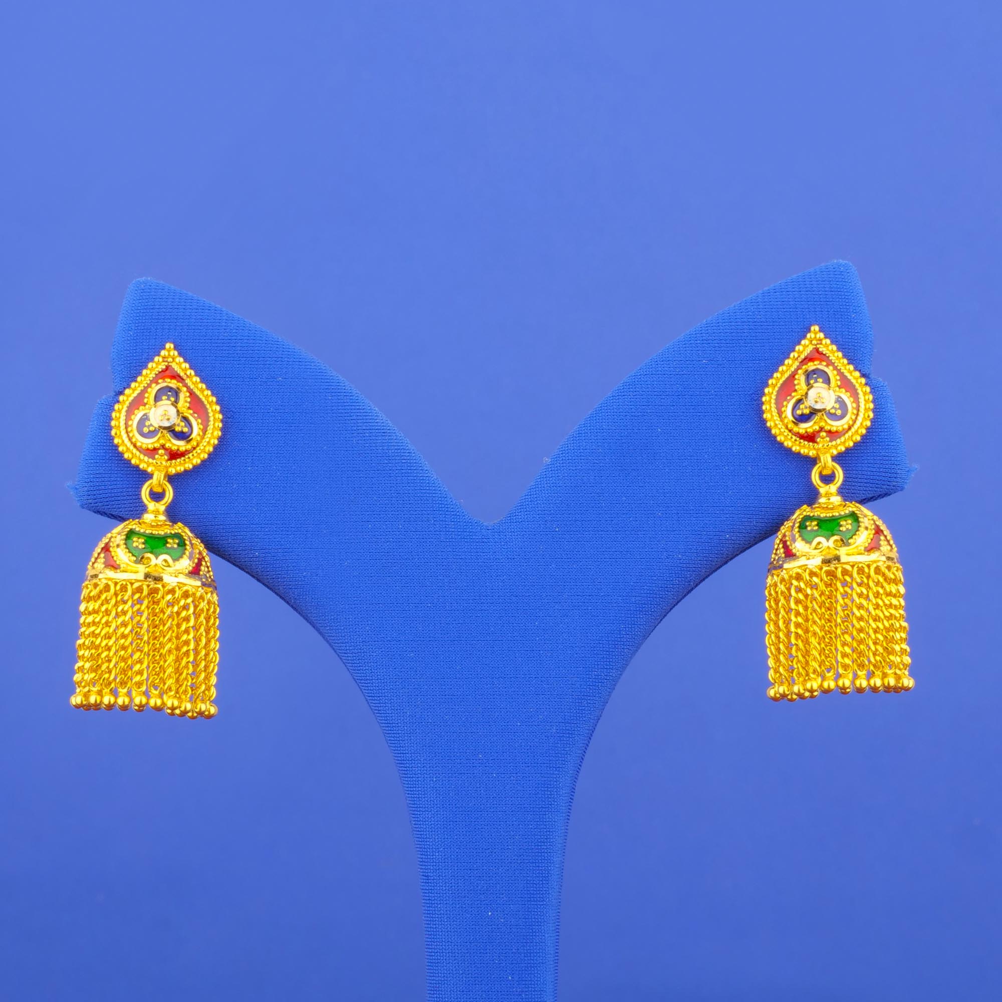 Twenty-Two Karat Minakari Gold 'Jhumka' Earrings