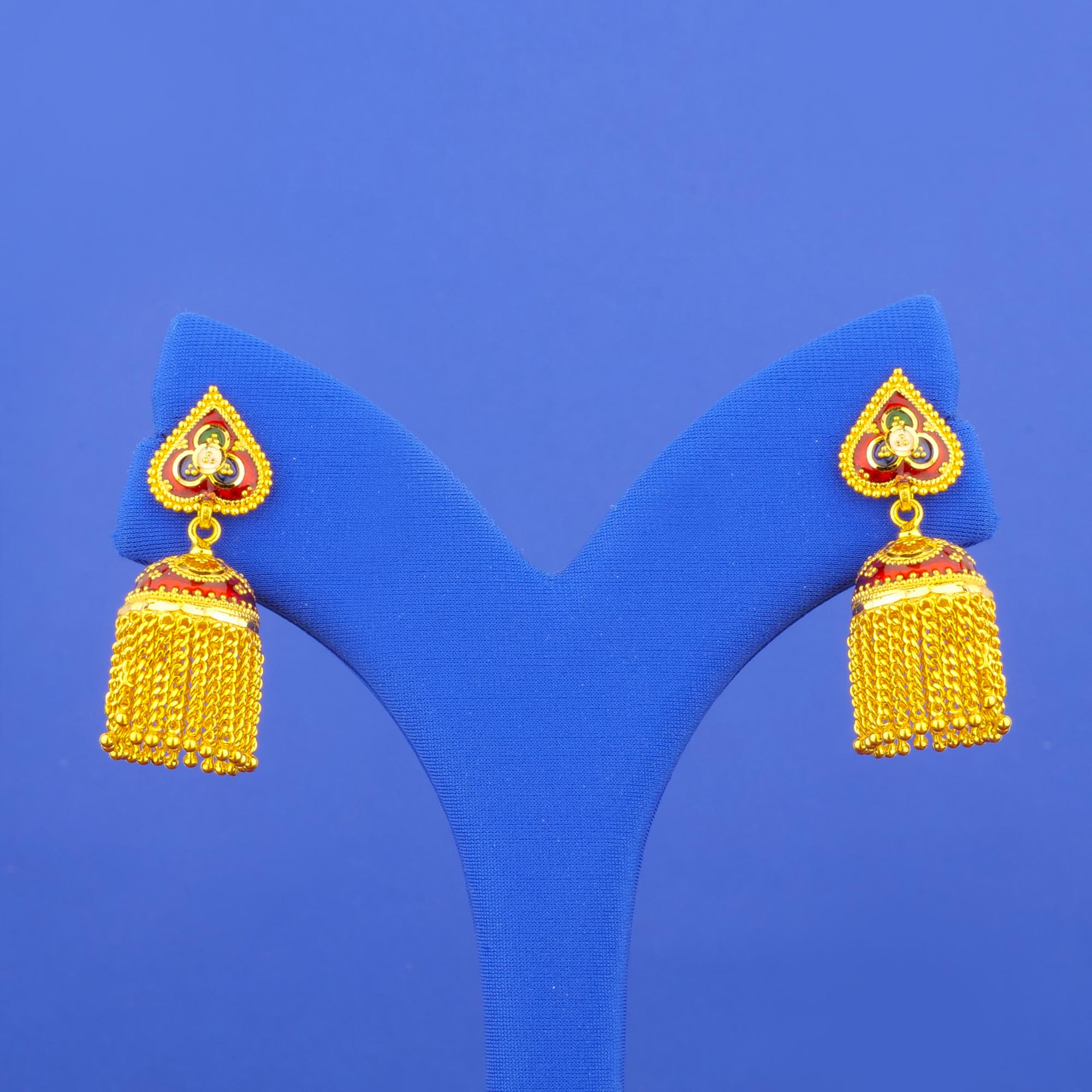 Twenty-Two Karat Minakari Gold 'Jhumka' Earrings