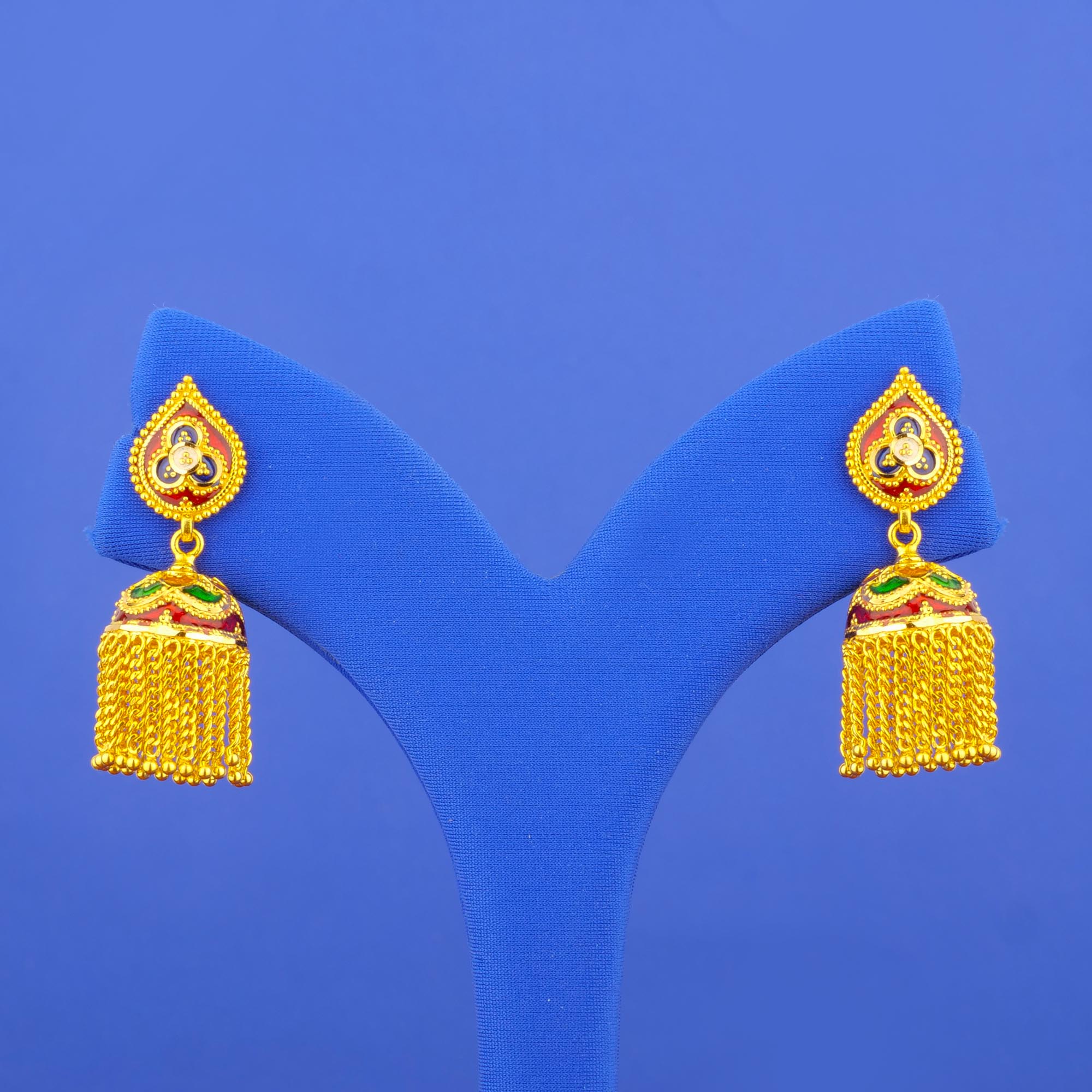 Twenty-Two Karat Minakari Gold 'Jhumka' Earrings
