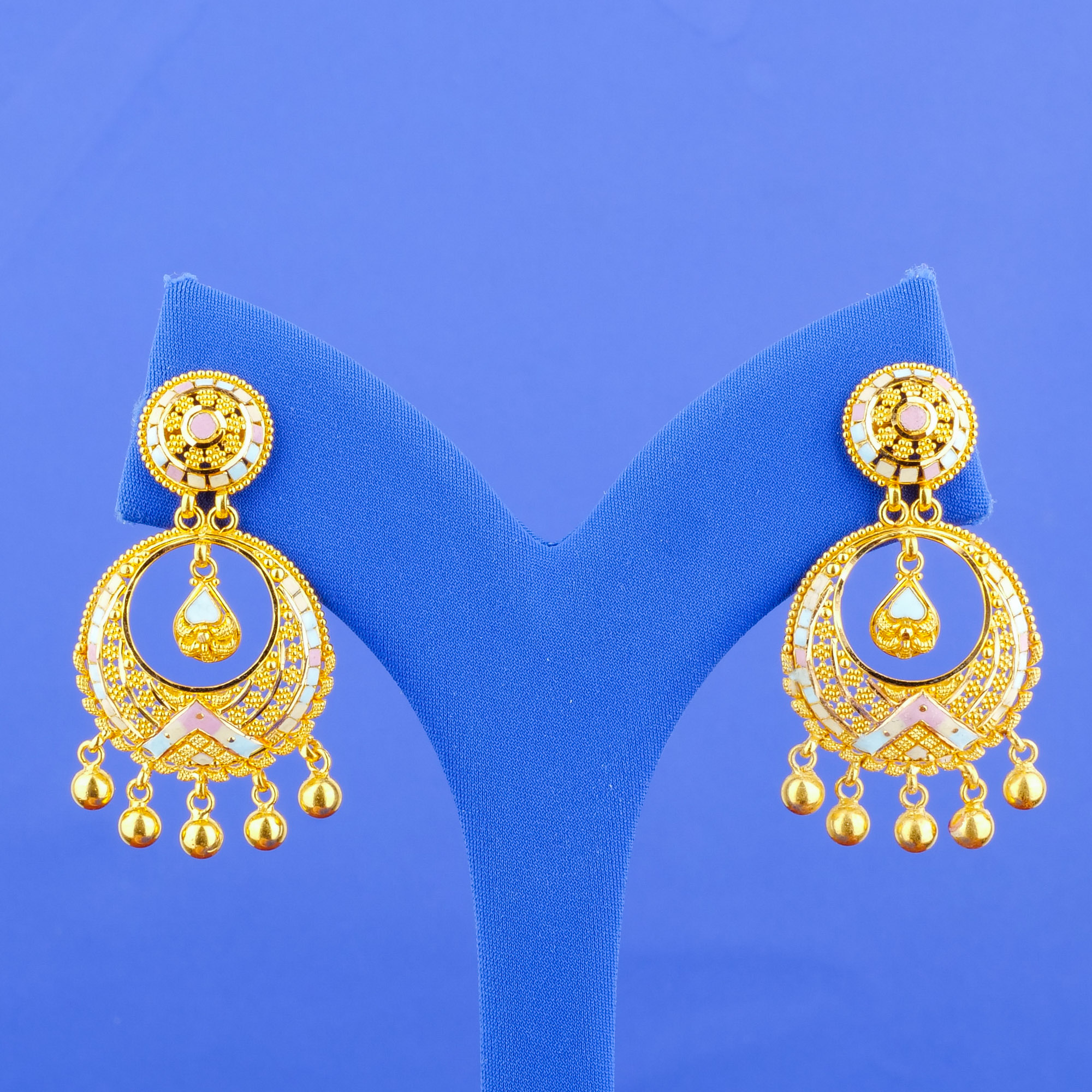 22K Minakari Gold 'Chandbali' Earrings