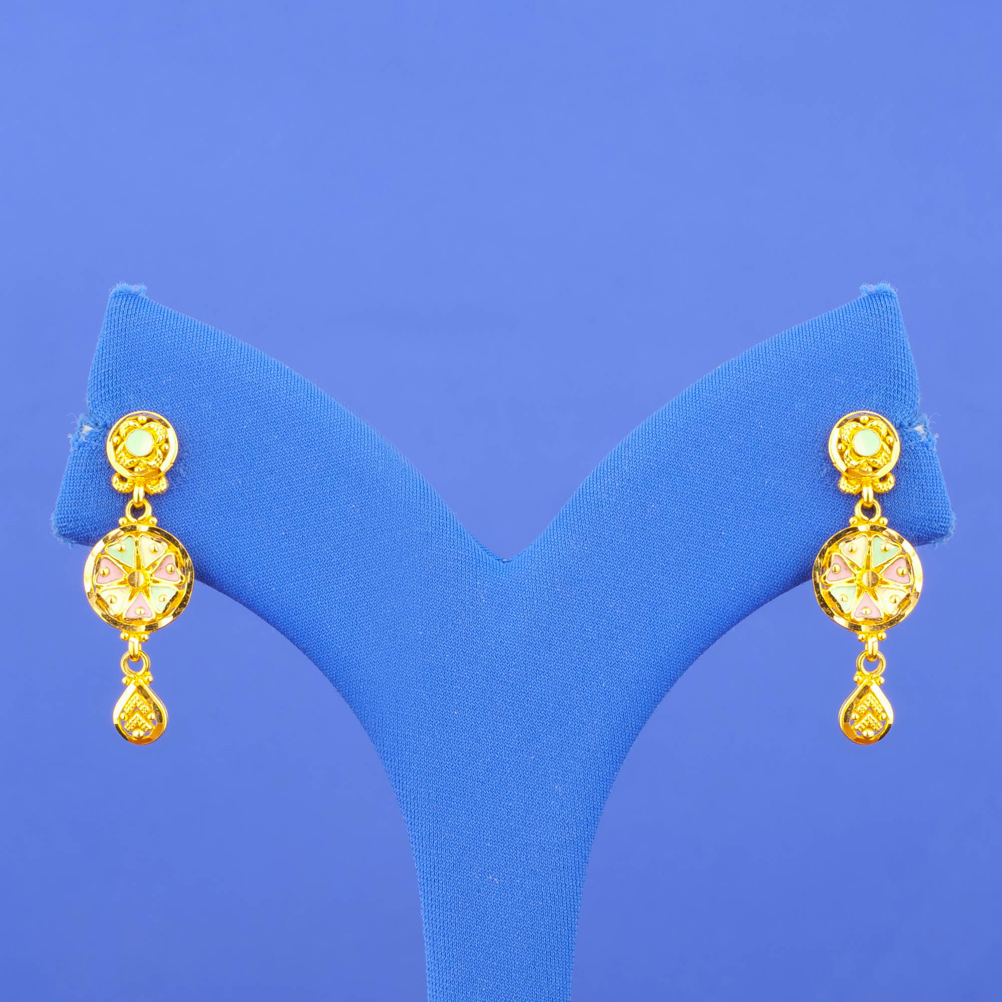 Twenty-Two Karat Minakari Gold Earrings