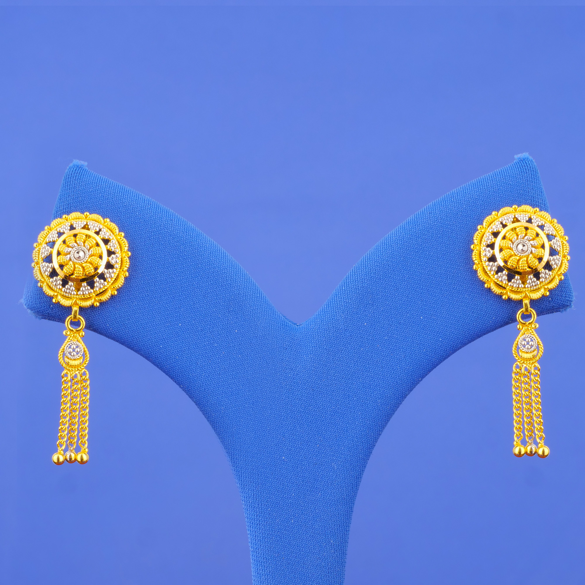 Twenty-Two Karat Two-Tone Gold 'Drop' Earrings