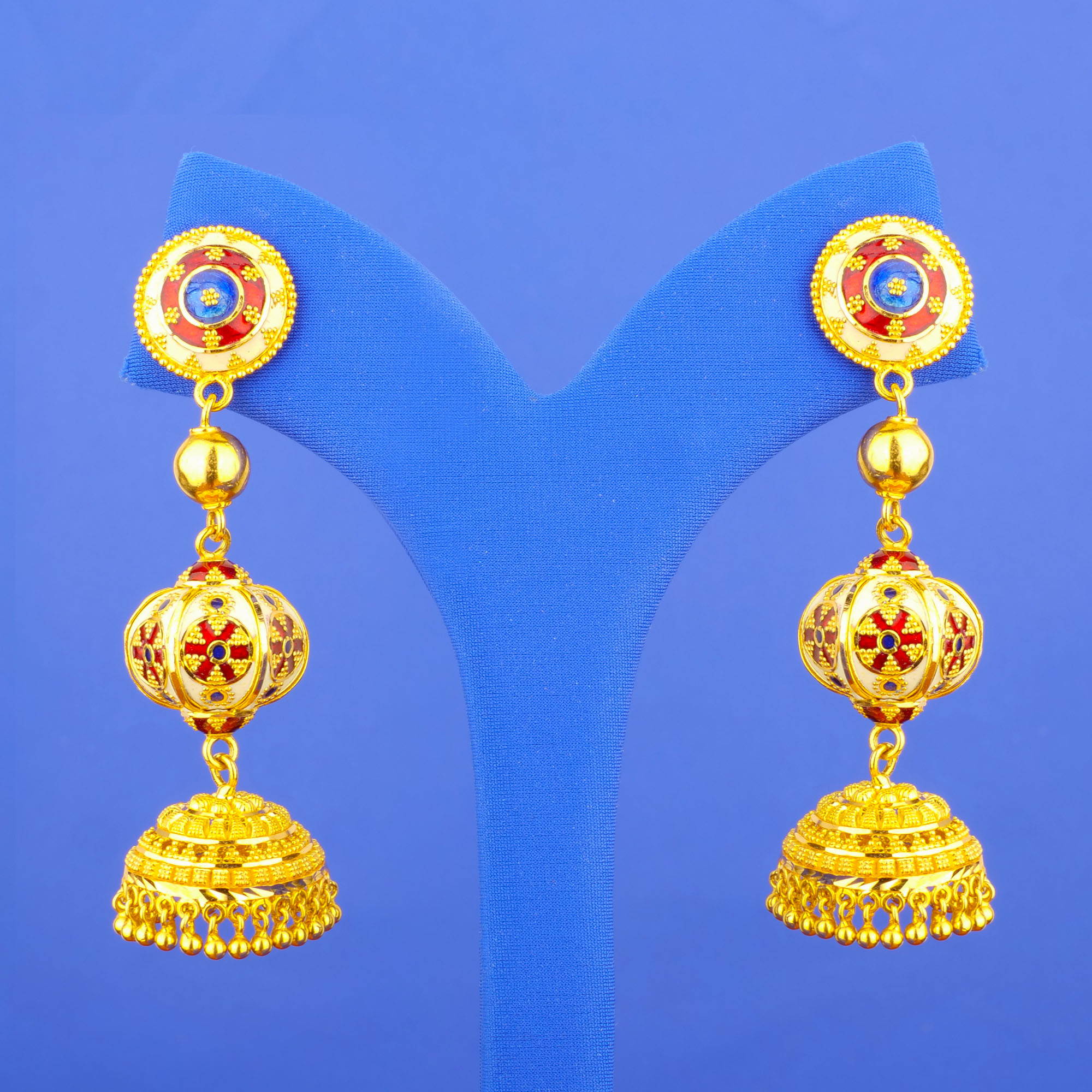 Twenty-Two Karat Minakari Gold 'Jhumka' Earrings