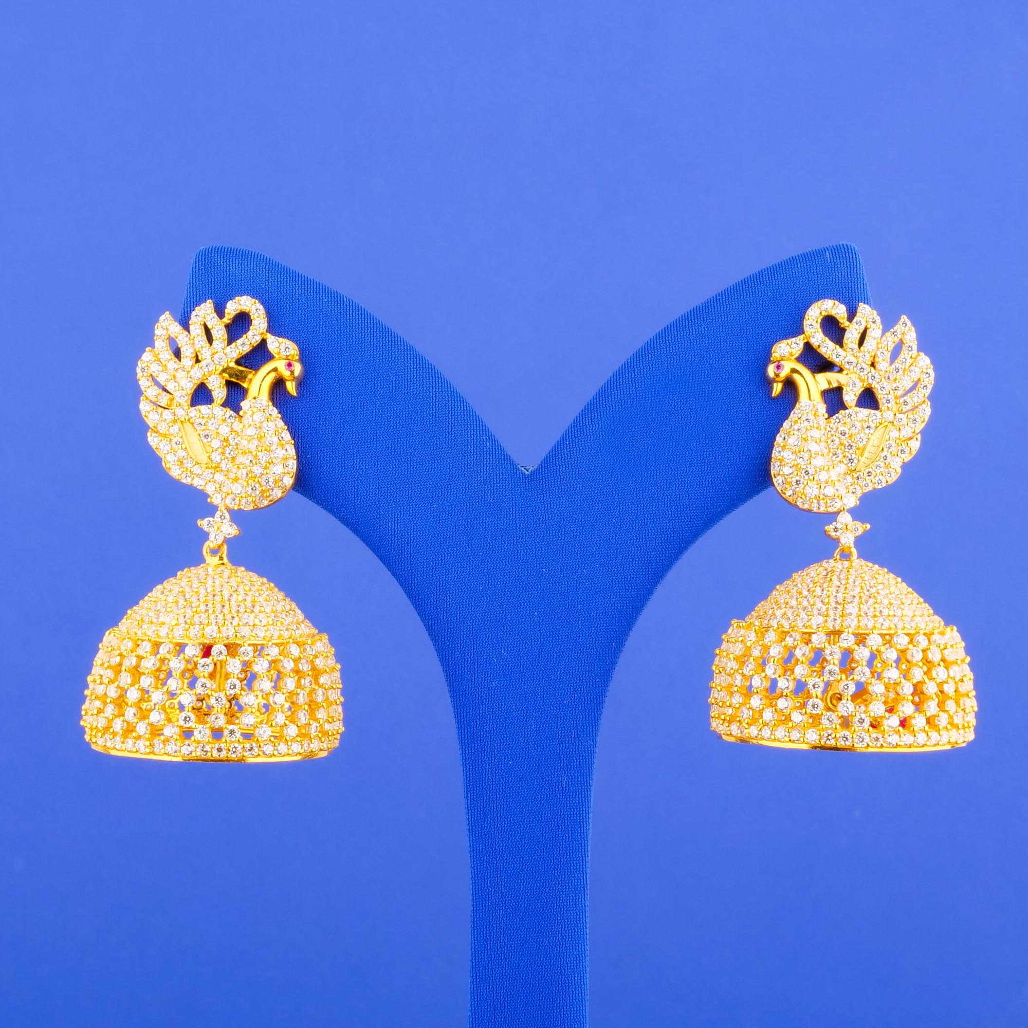 22K Gold Cubic Zirconia 'Jhumka' Earrings