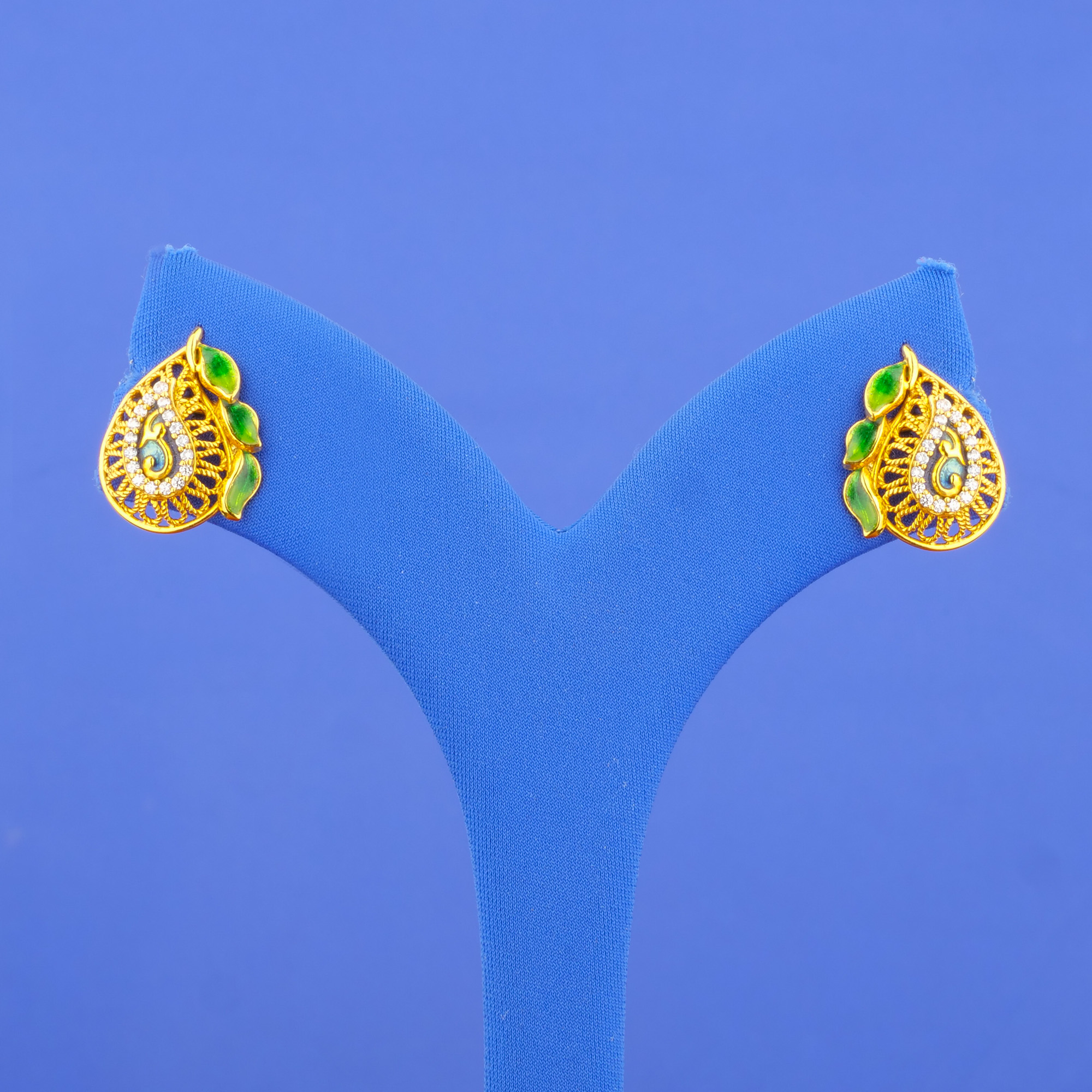 22K Minakari Gold Cubic ZirconiaEarrings