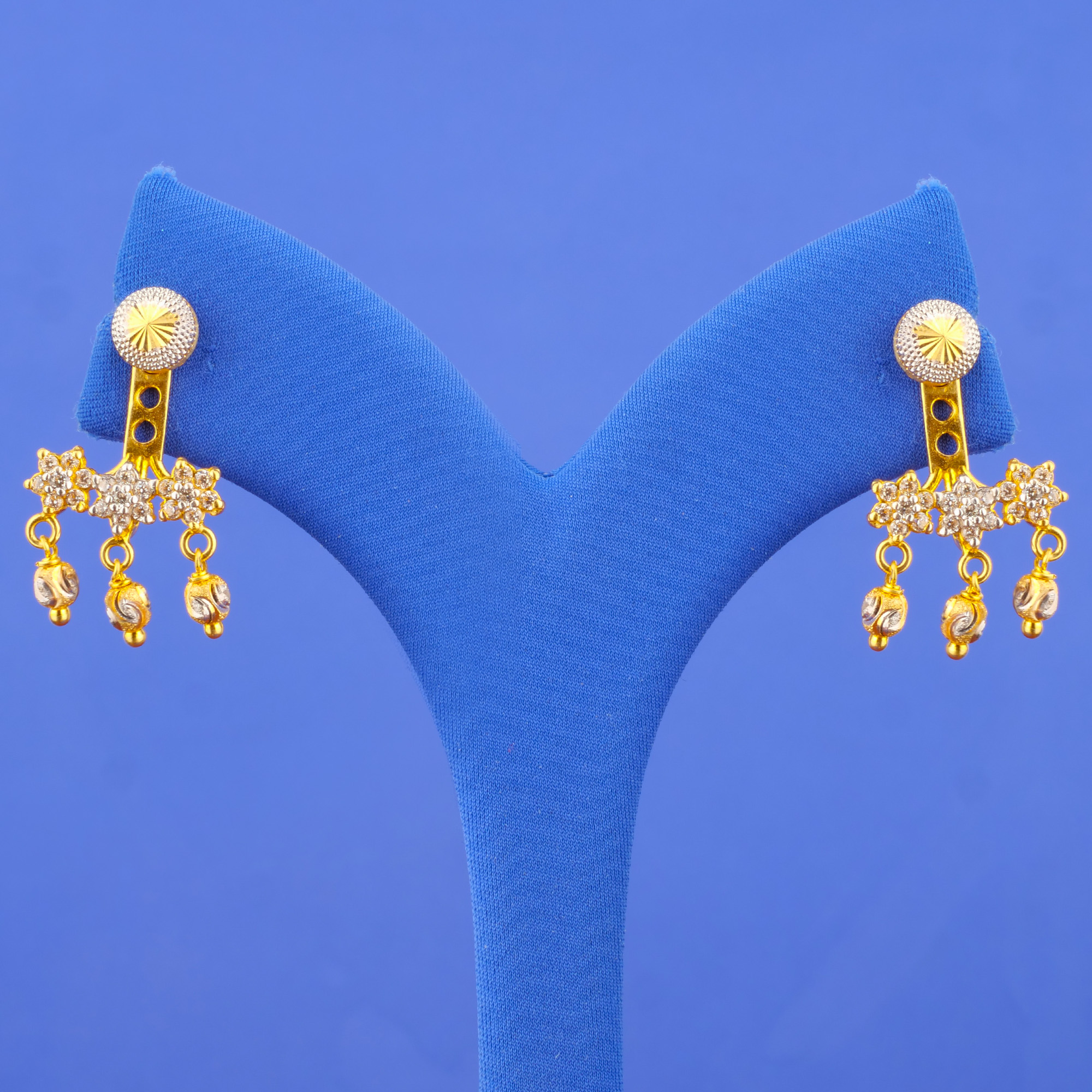 Twenty-Two Karat Gold Cubic Zirconia 'Drop' Earrings