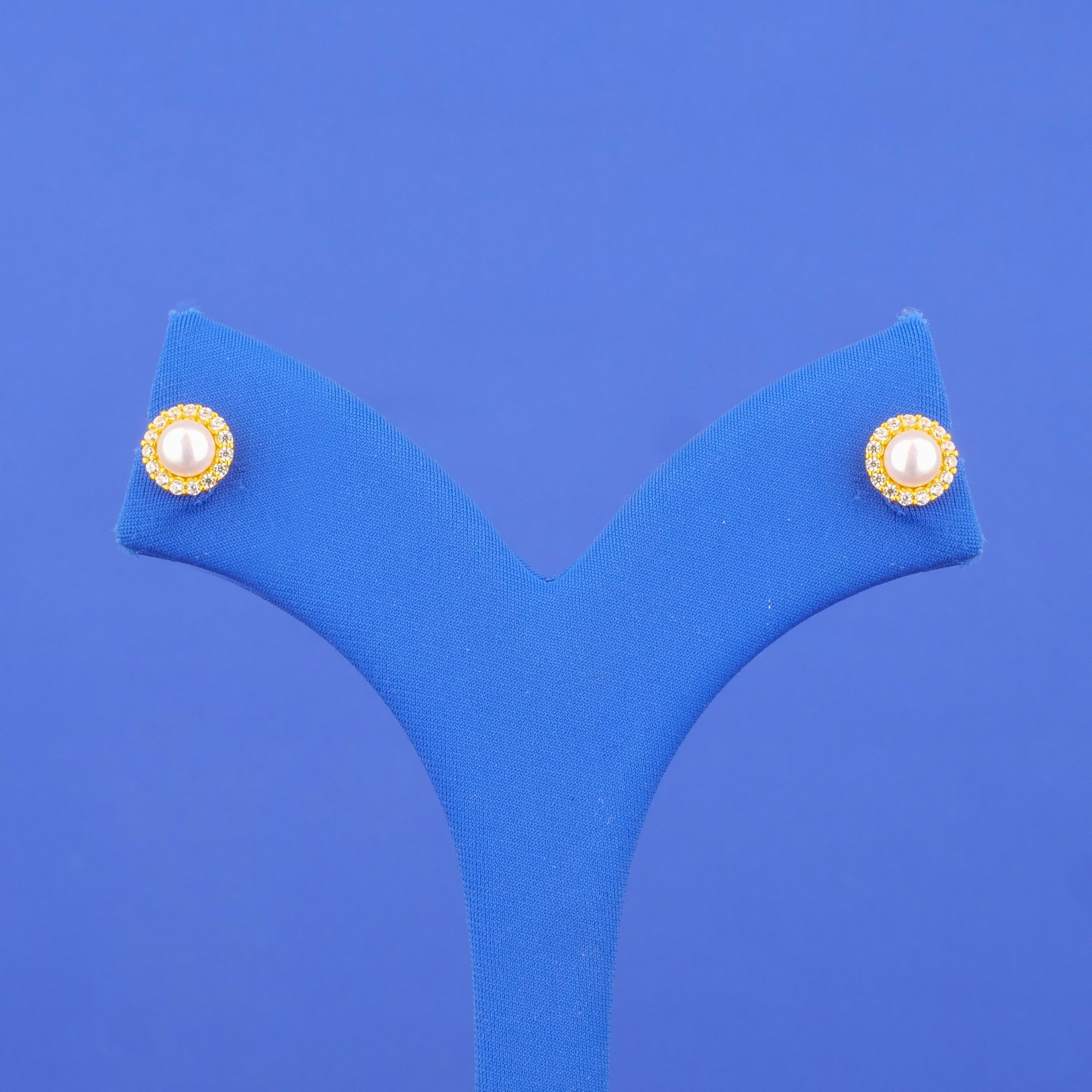 22K Gold Pearl Cubic Zirconia Earrings