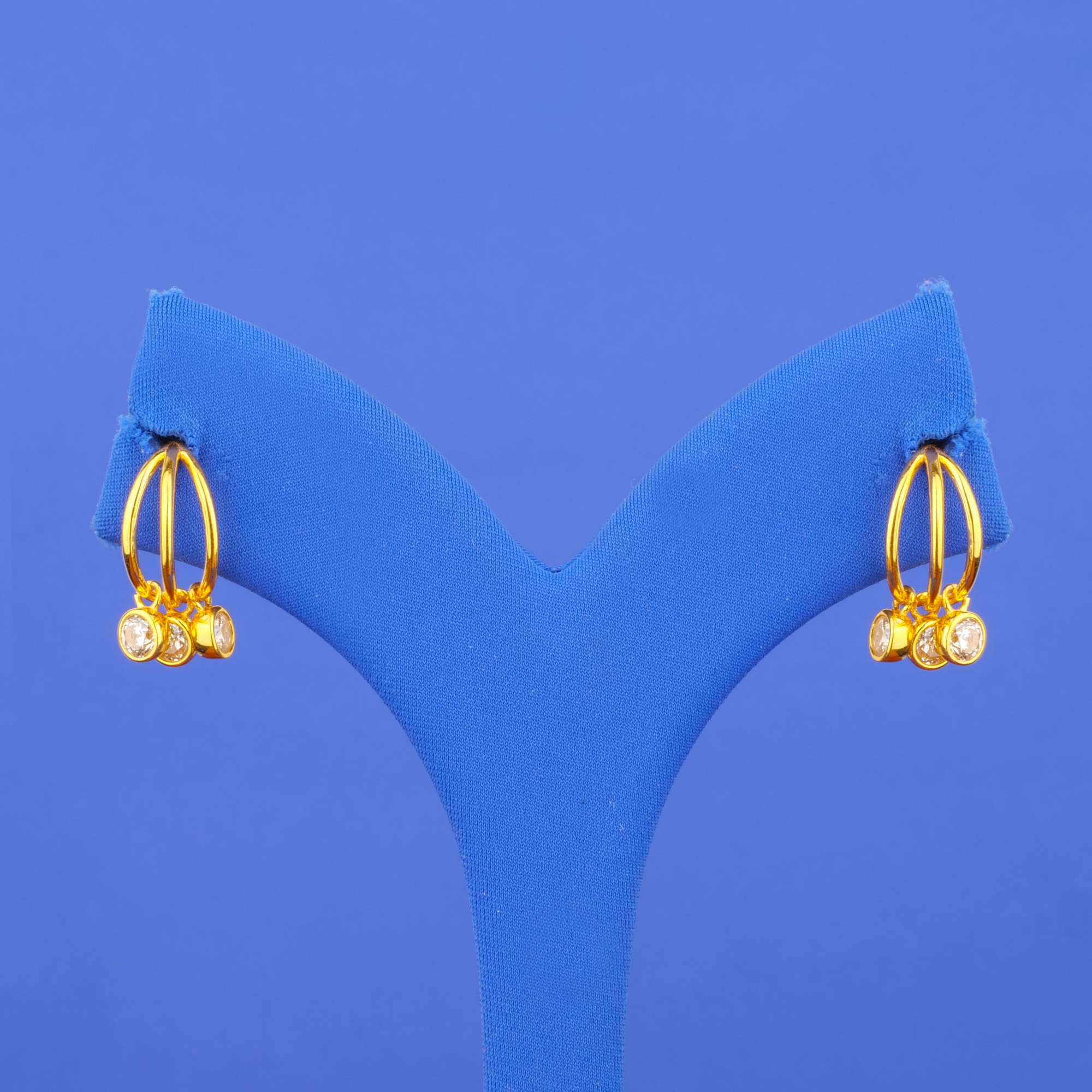 Twenty-Two Karat Gold 'C' Cubic Zirconia 'Drop' Earrings