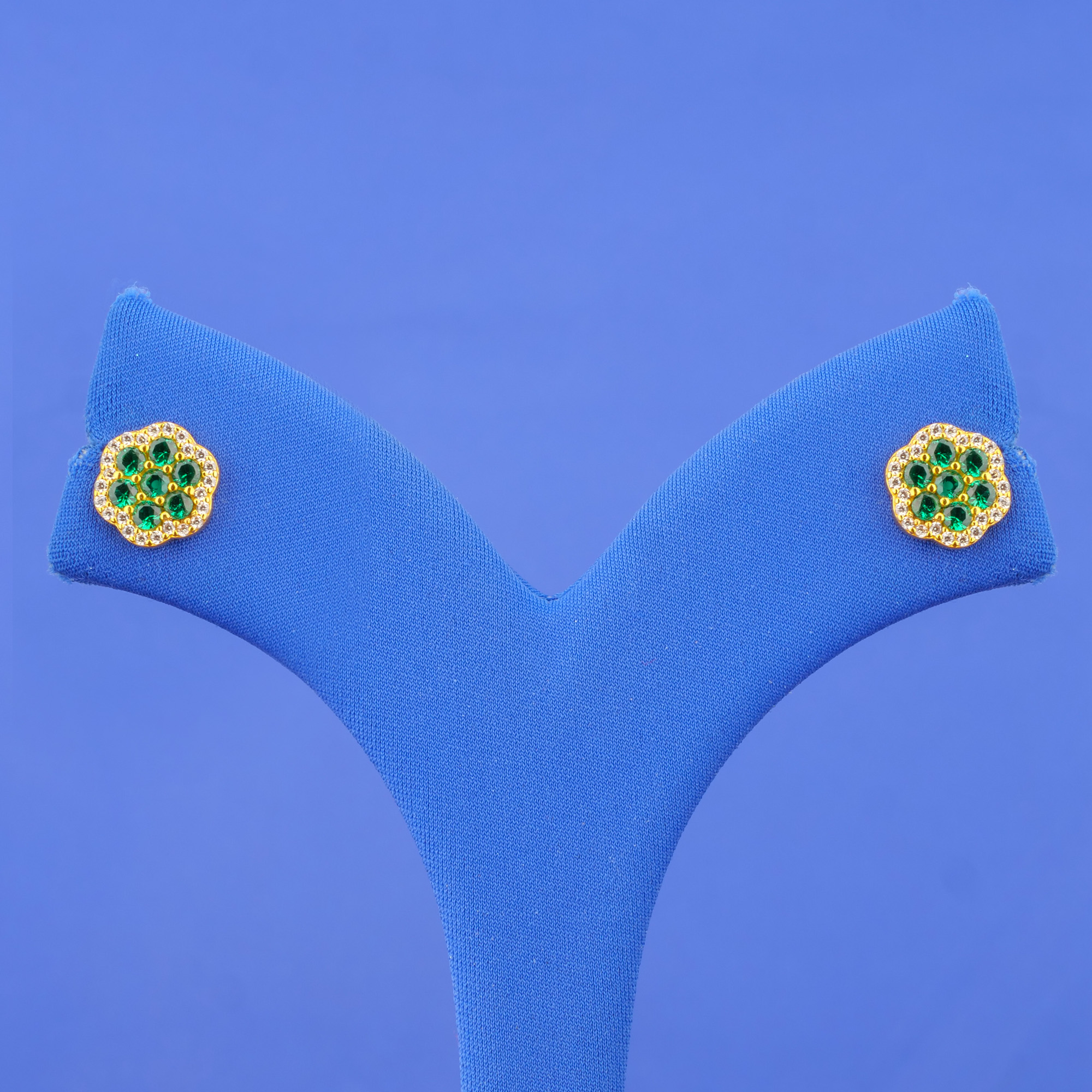 Twenty-Two Karat Gold Cubic Zirconia/Colored Stone Earrings