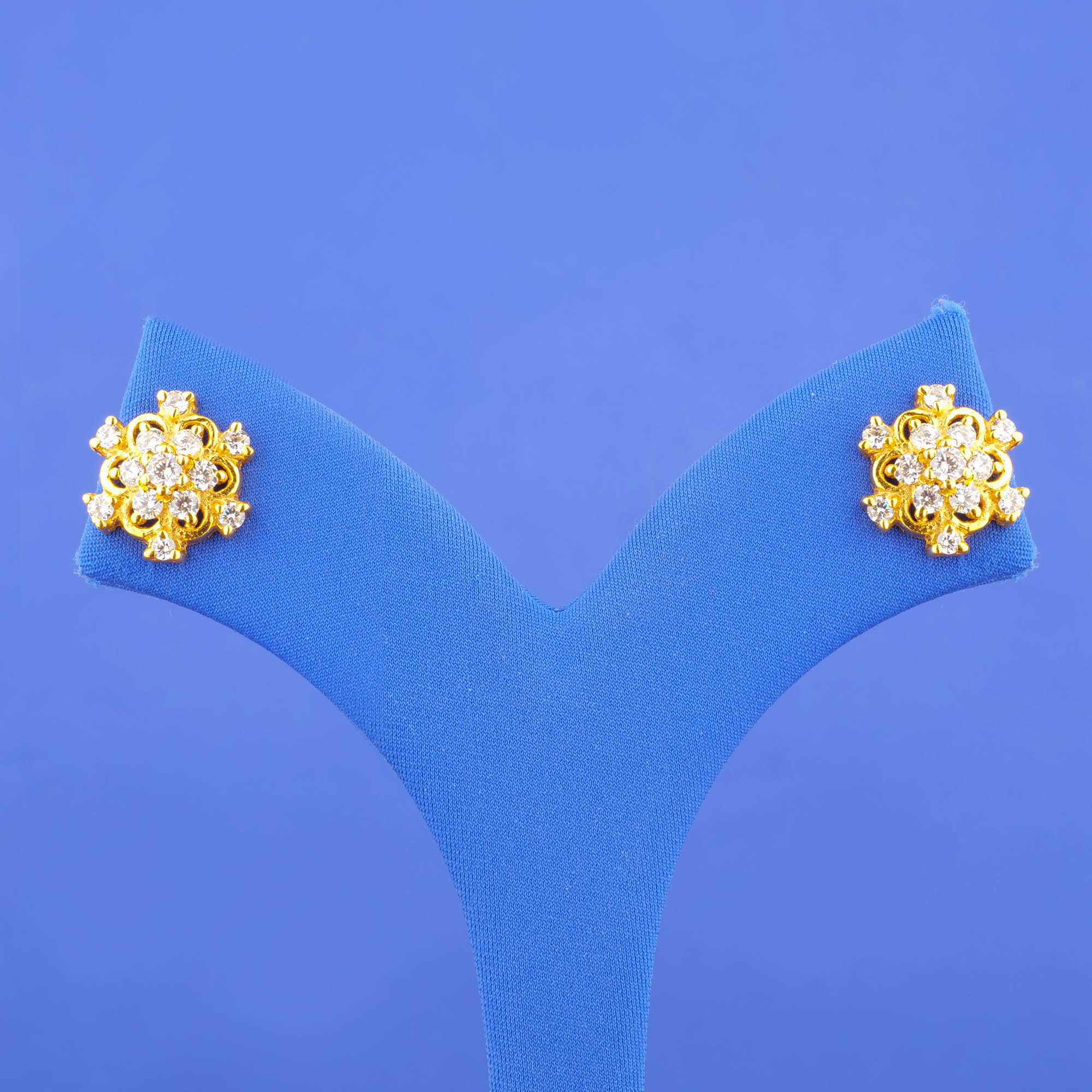 Twenty-Two Karat Gold Cubic Zirconia Earrings