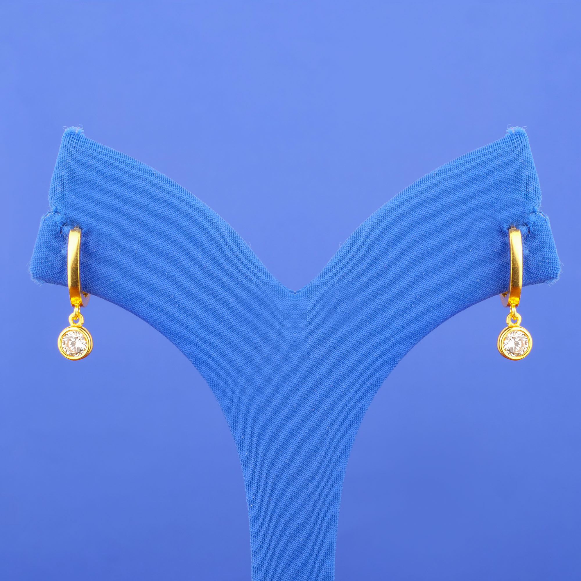 22K Gold Cubic Zirconia 'C' Earrings