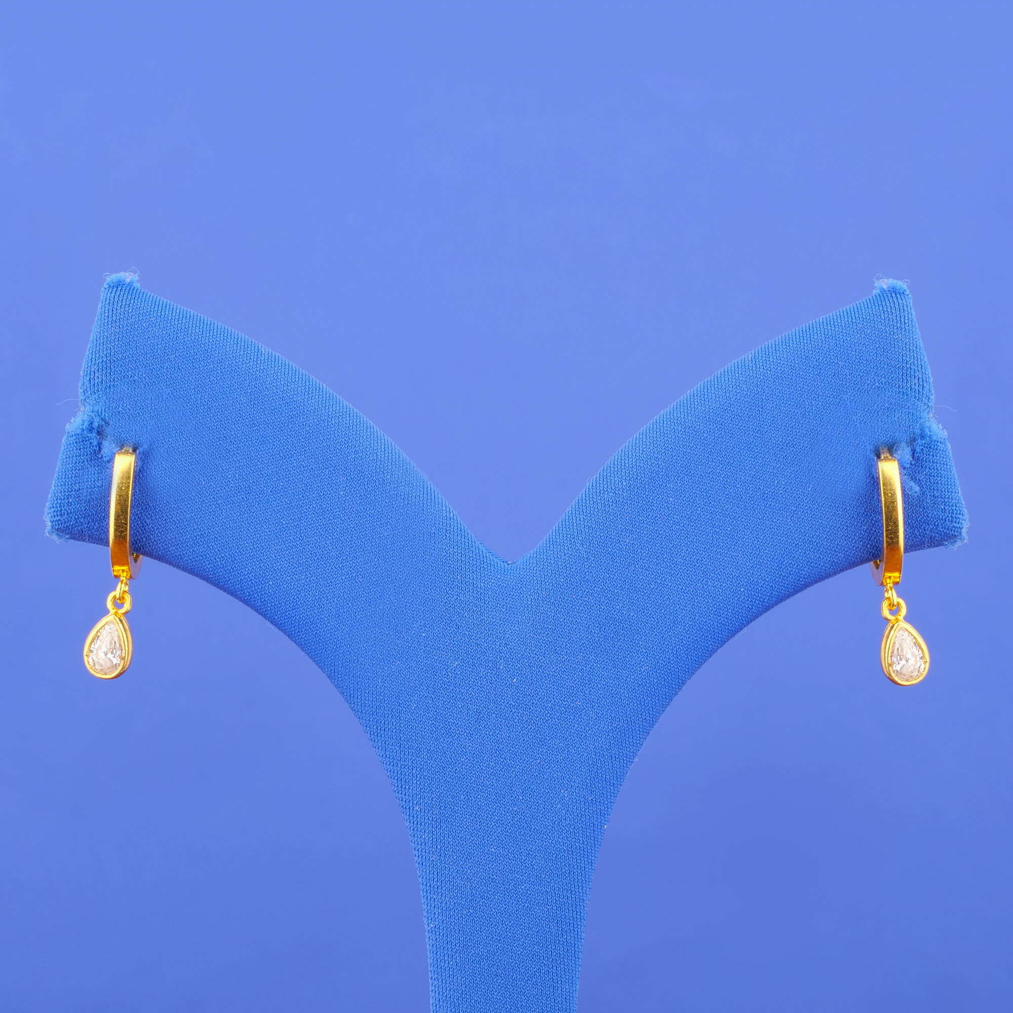 22K Gold Cubic Zirconia 'C' Earrings