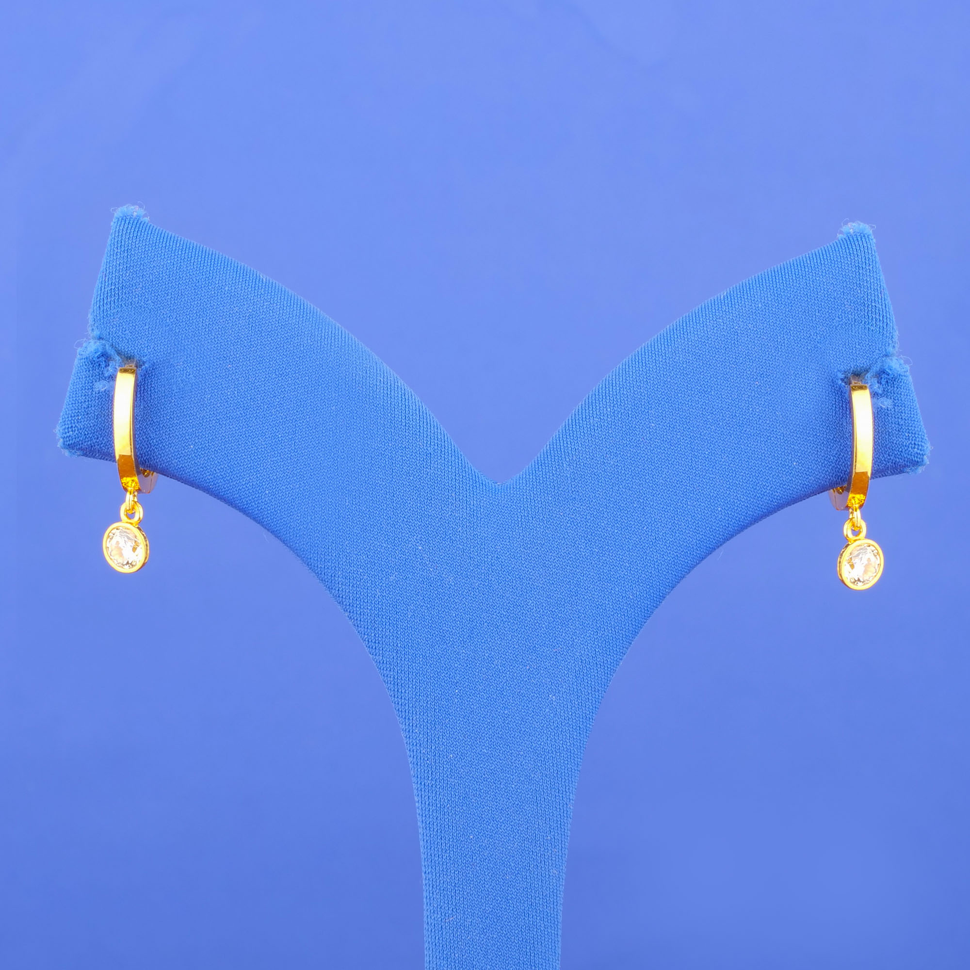 22K Gold Cubic Zirconia 'C' Earrings