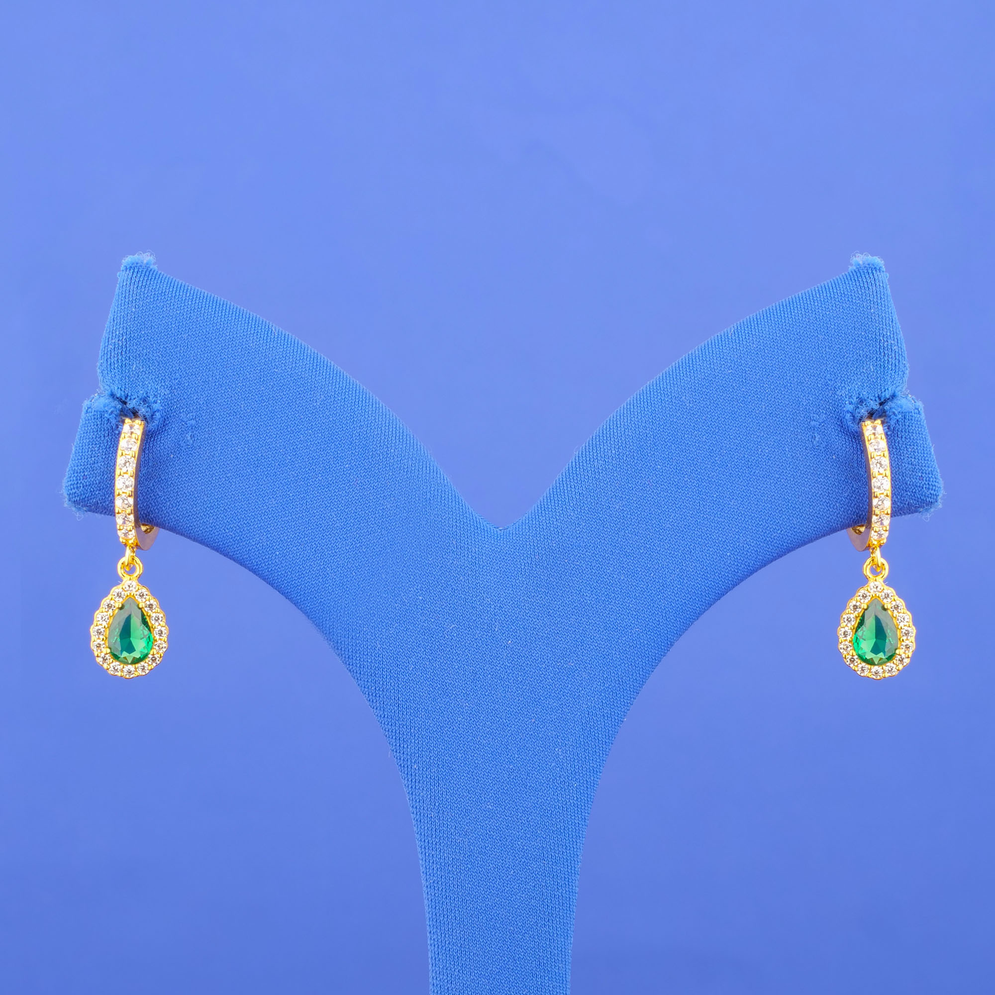 22K Gold Cubic Zirconia/Colored Stone 'C' Earrings
