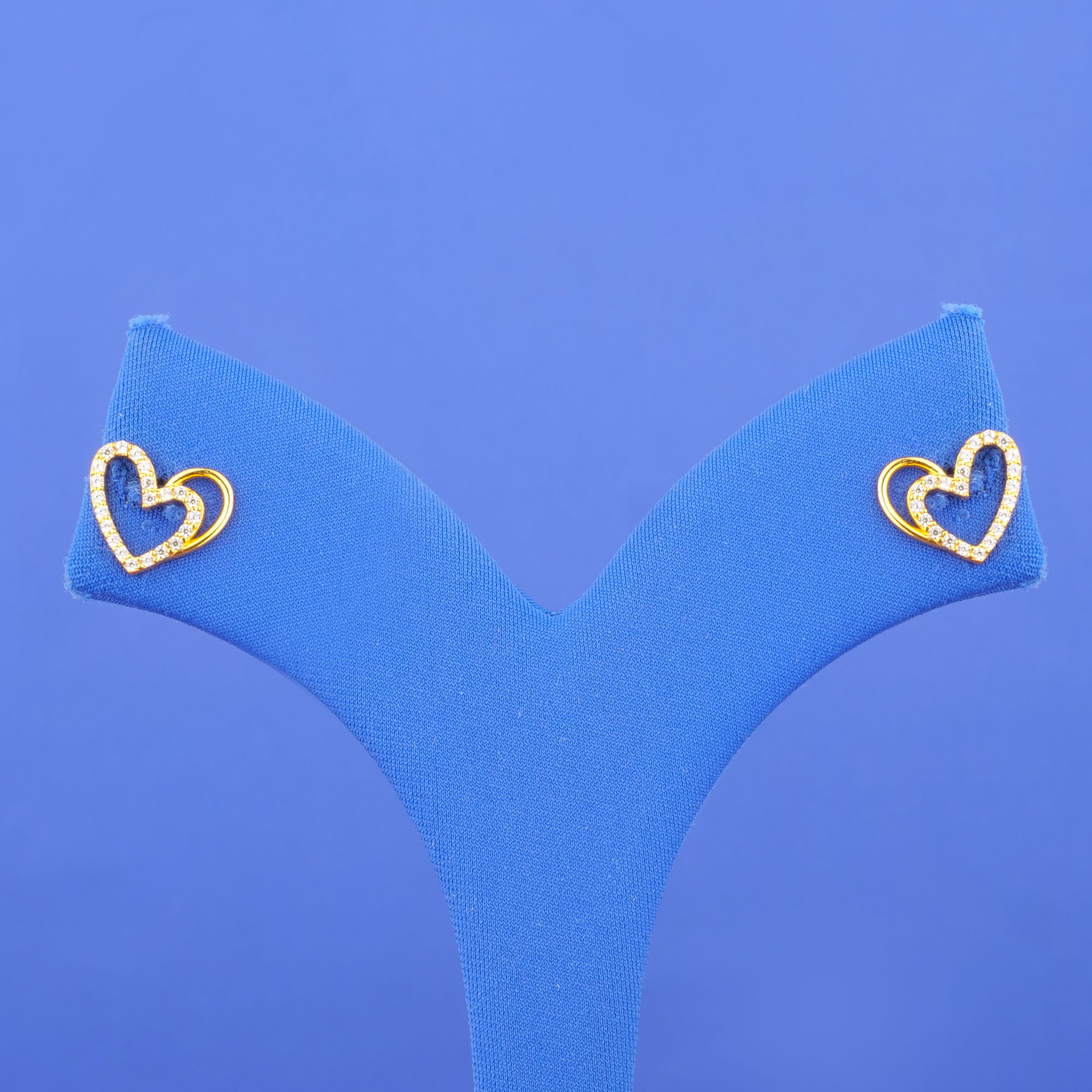 22K Gold Cubic Zirconia 'Heart' Earrings