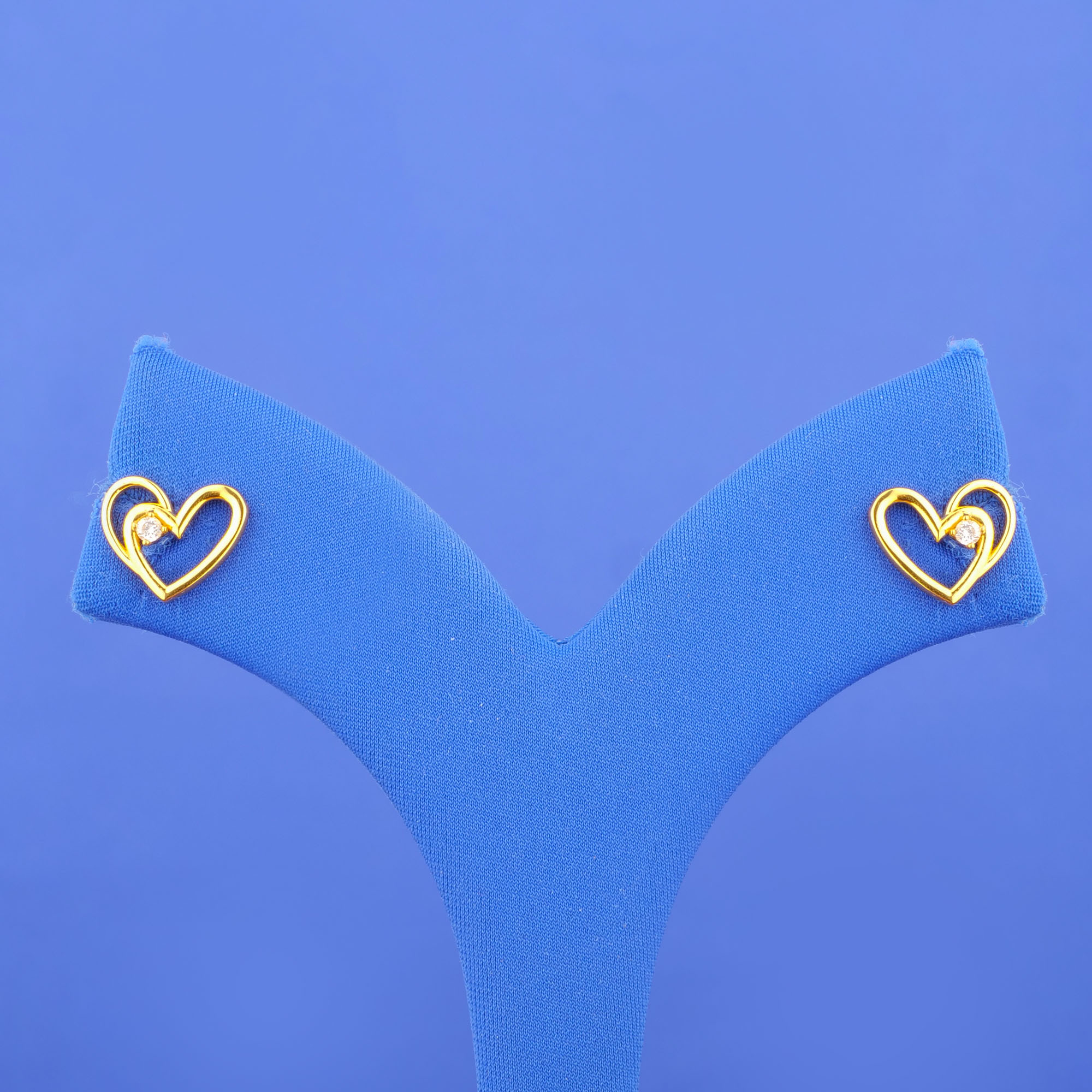 22K Gold Cubic Zirconia 'Heart' Earrings