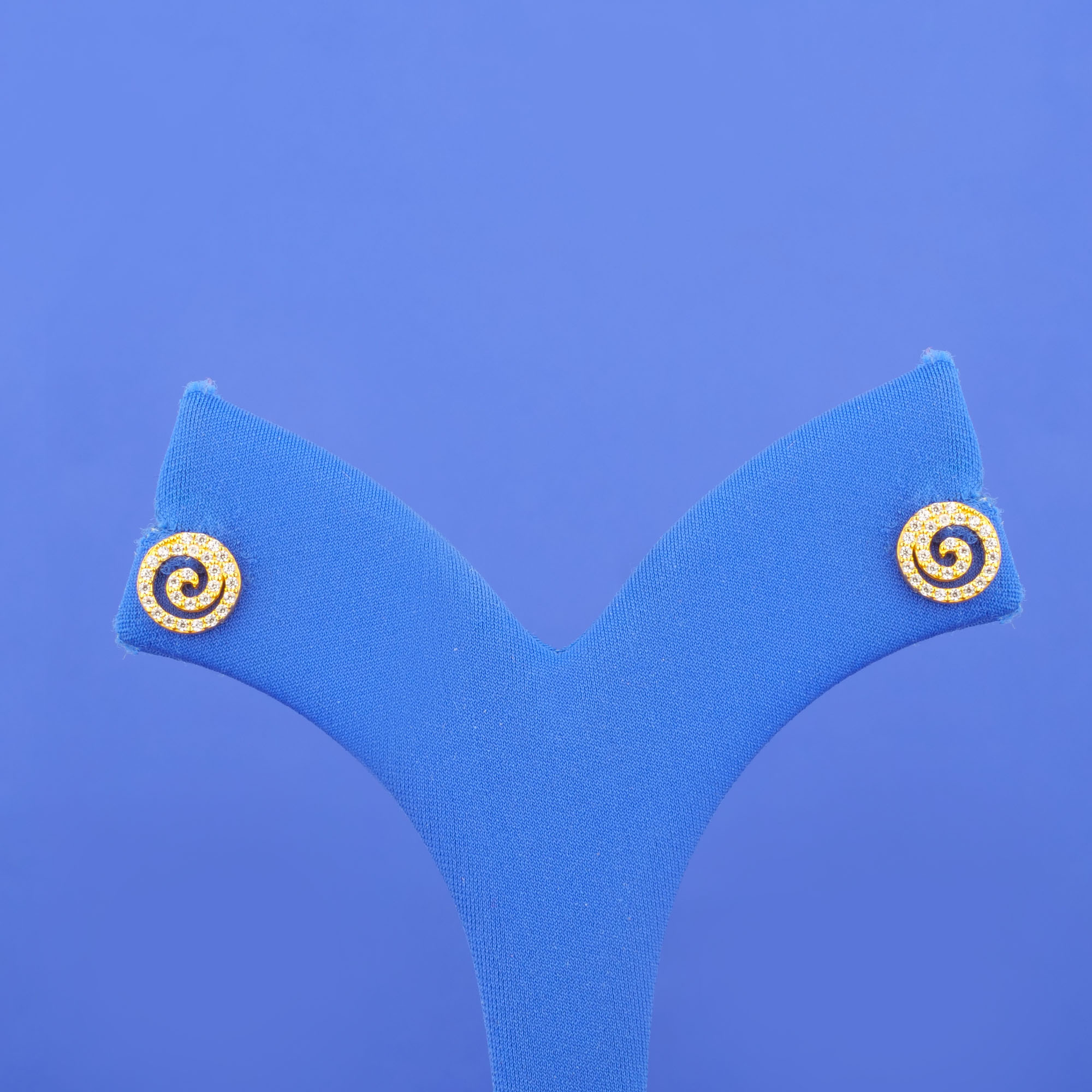 22K Gold Cubic Zirconia 'Swirl' Earrings