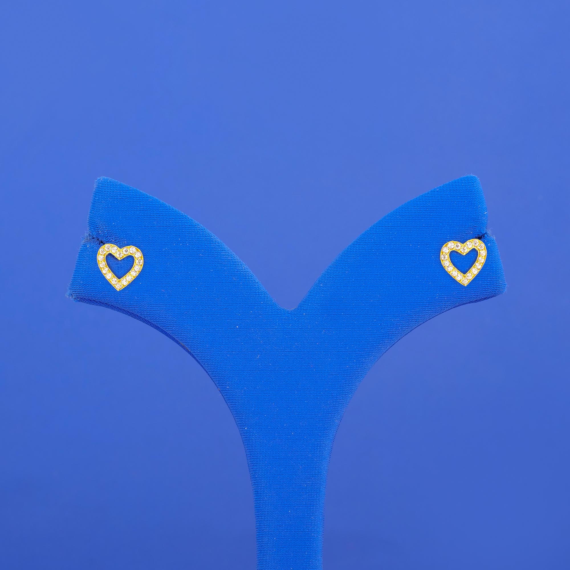 Twenty-Two Karat Gold Cubic Zirconia 'Heart' Earrings