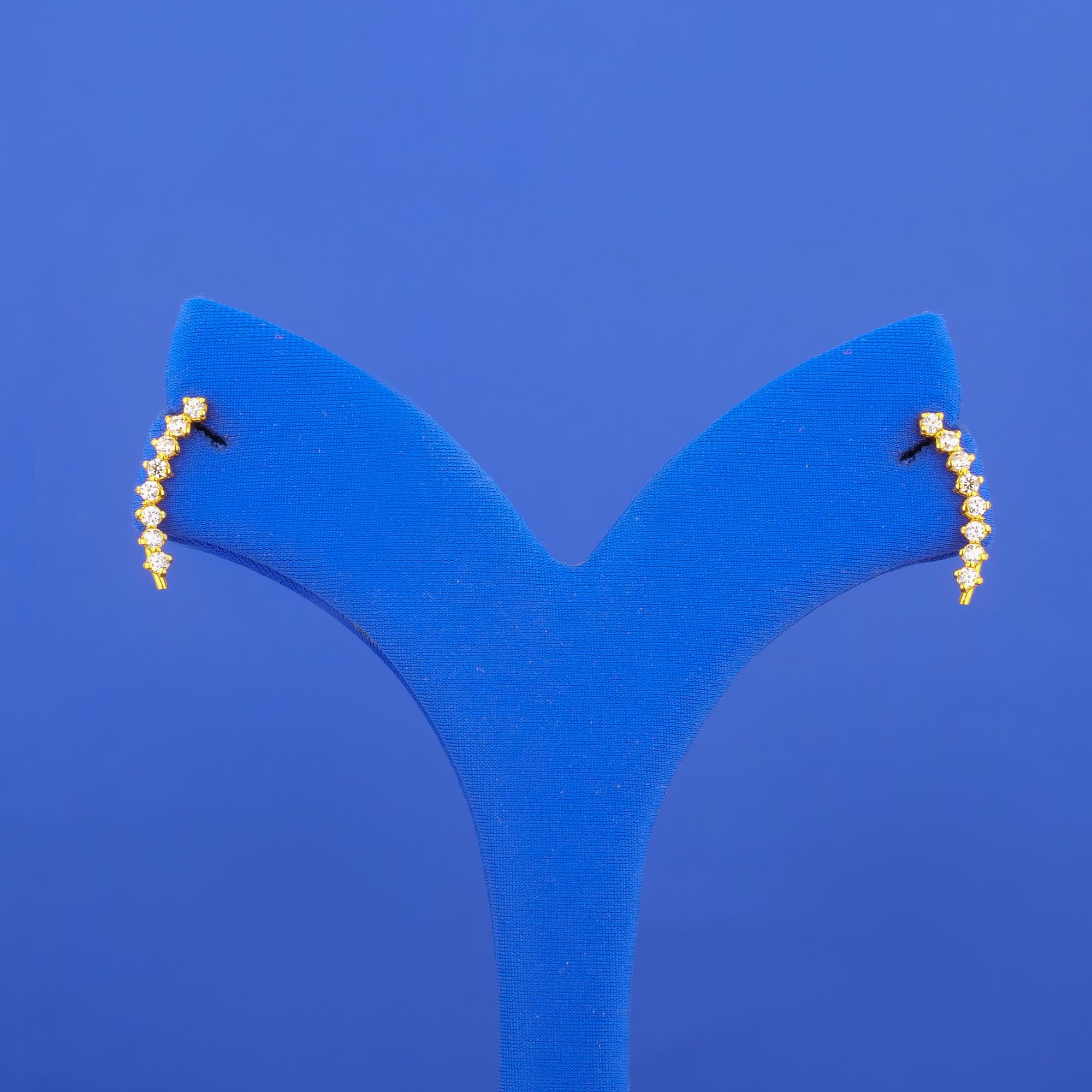 Twenty-Two Karat Gold Cubic Zirconia 'Climber' Earrings