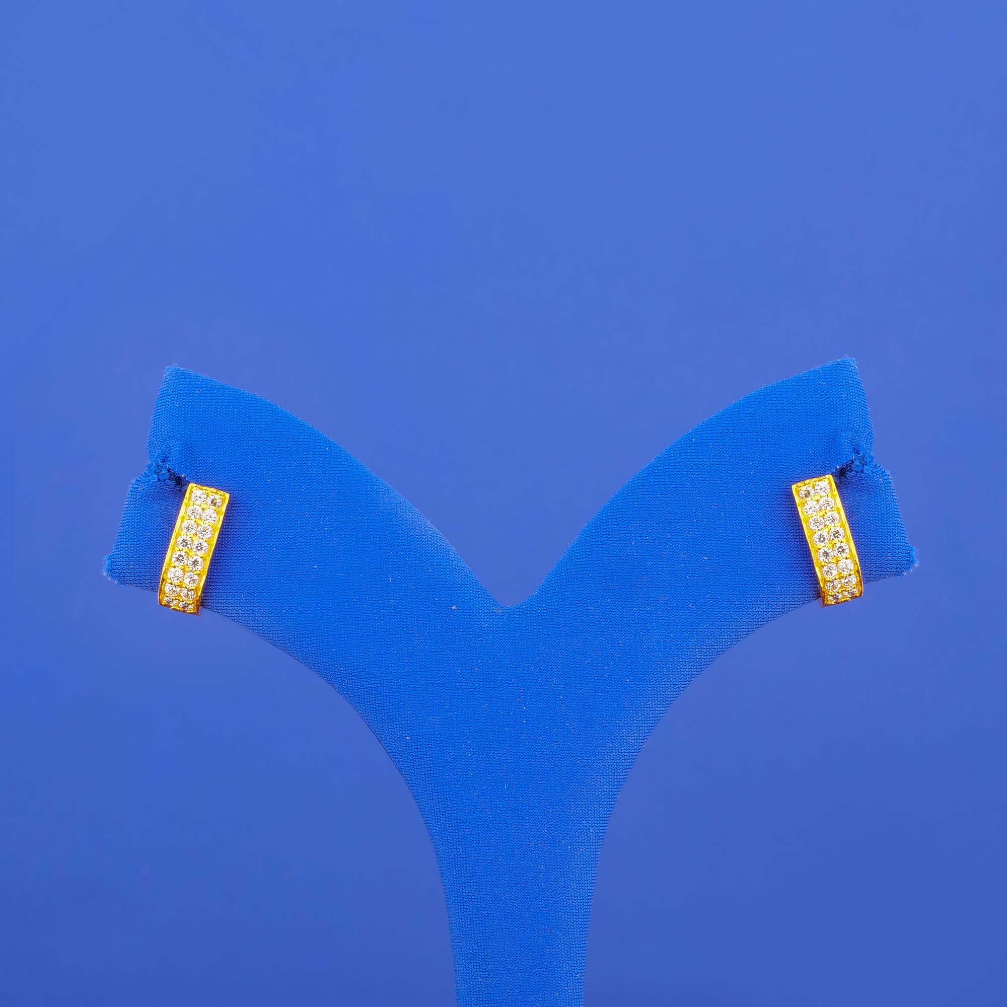 Twenty-Two Karat Gold Cubic Zirconia 'C' Earrings