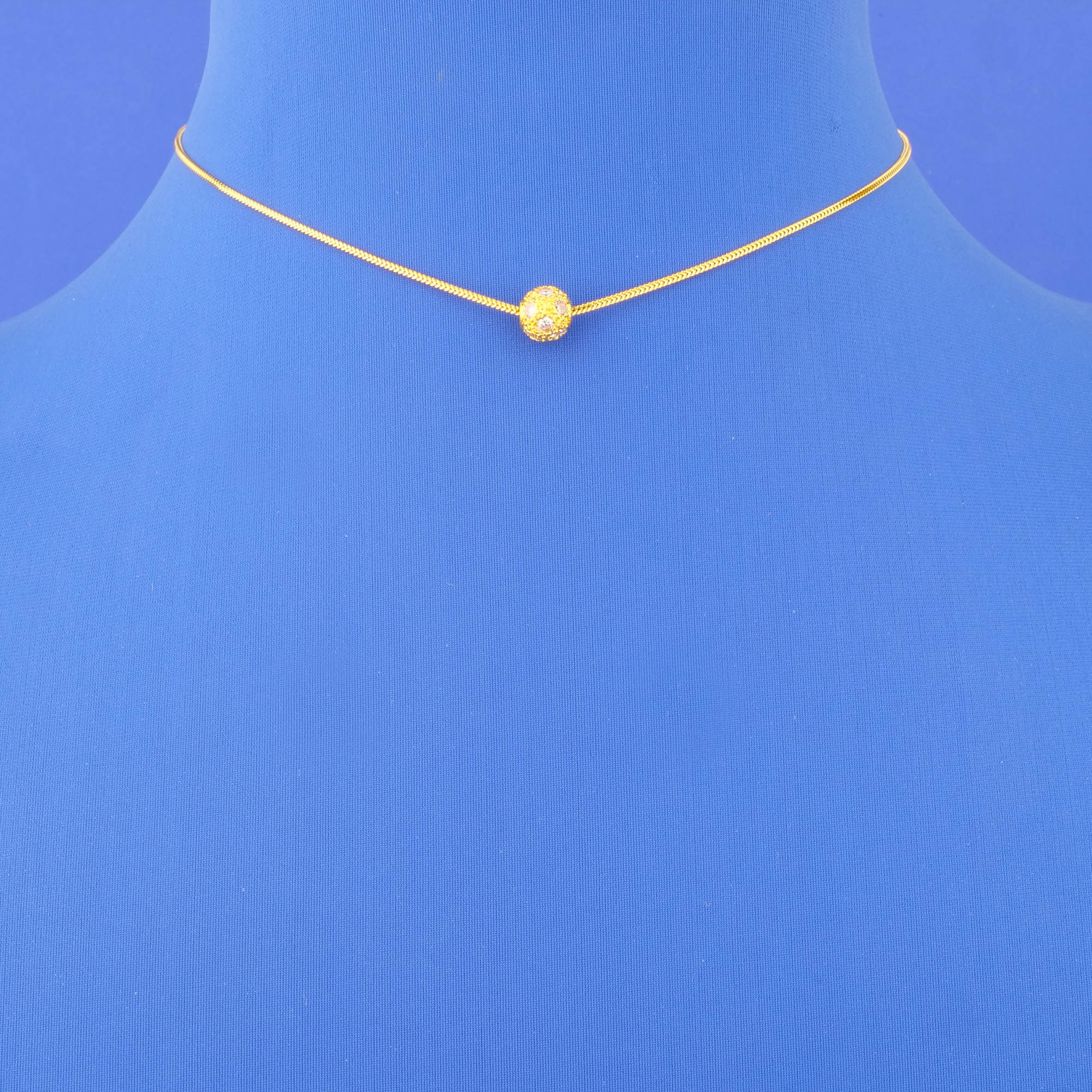 Twenty-Two Karat Baby Gold Cubic Zirconia Necklace